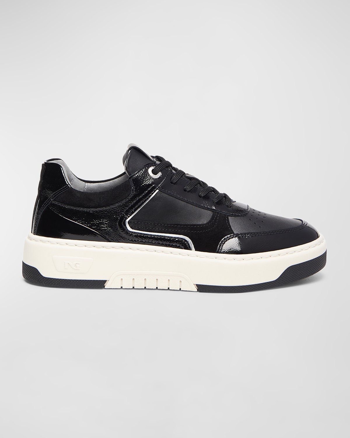 Clean Mixed Leather Low-Top Sneakers