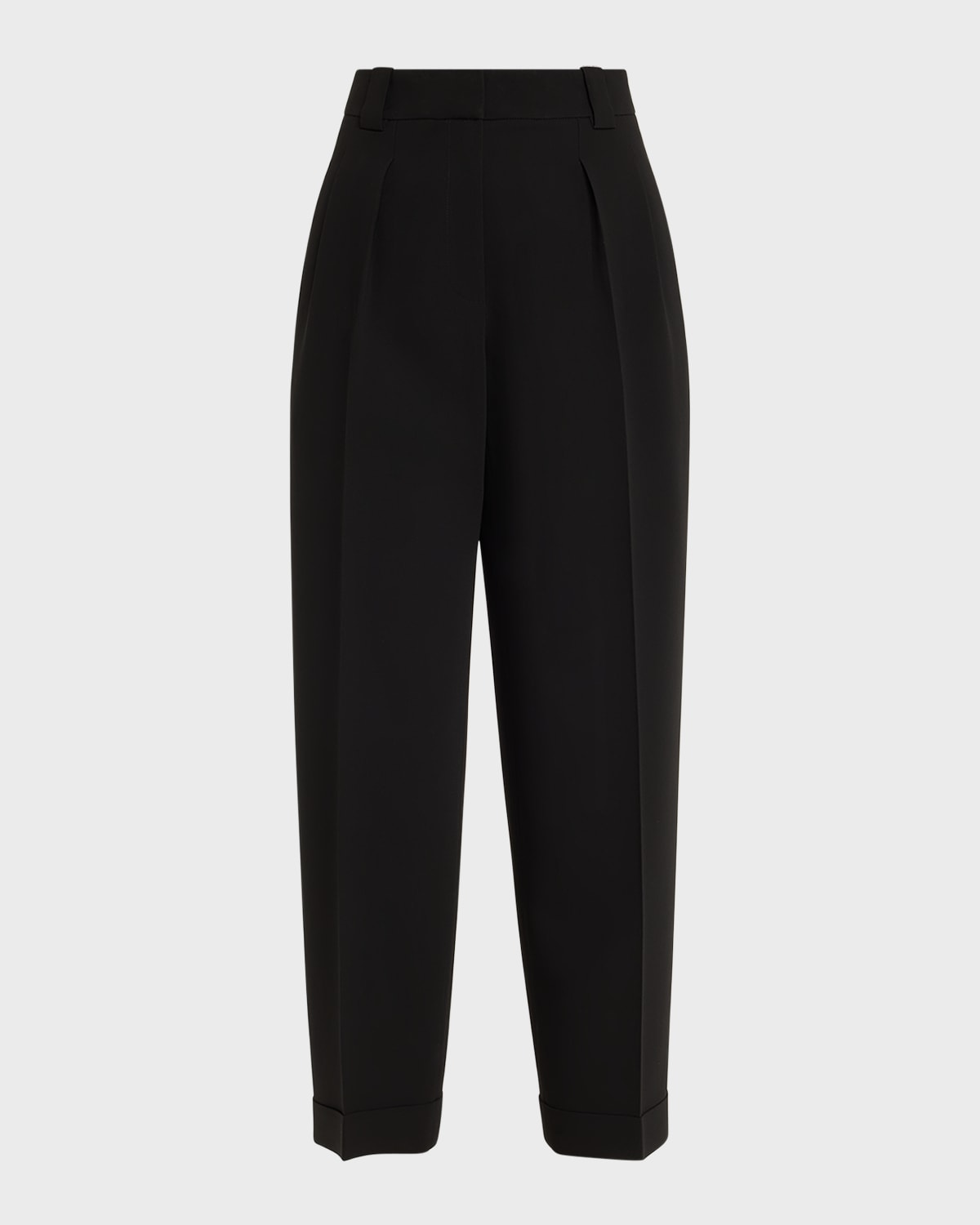 Shop Lafayette 148 Wyatt High-rise Pleated Cropped Pants In Black