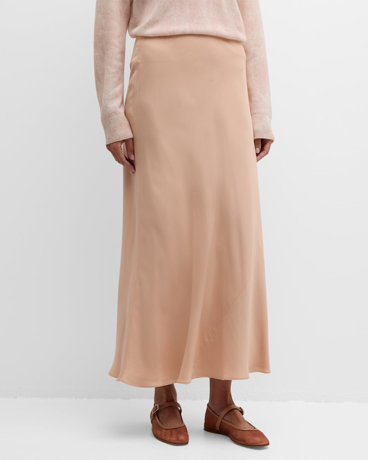 Shop Lafayette 148 Bias-cut Organic Silk Georgette Maxi Skirt In Bluff Pink