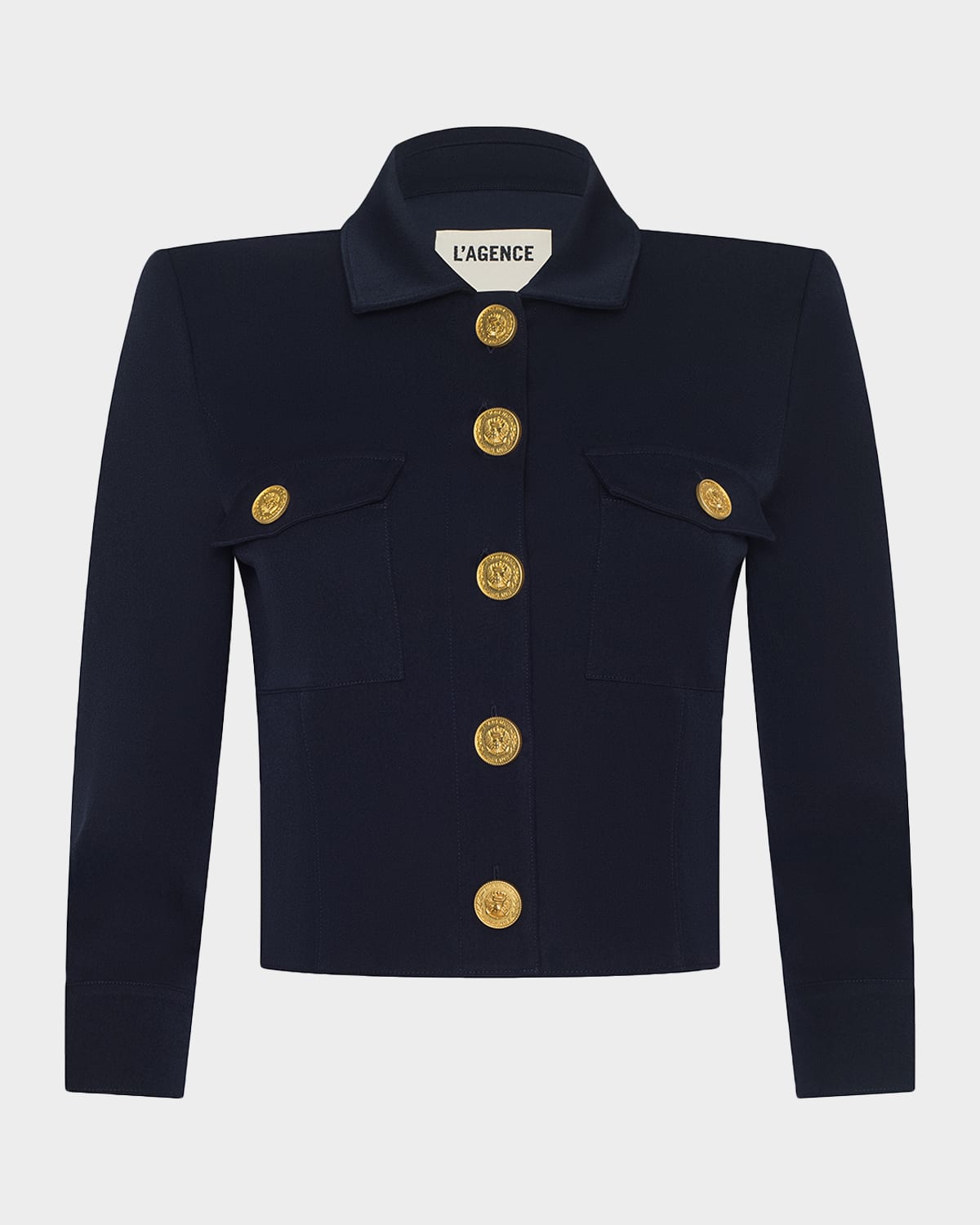 L'agence Kumi Cropped Fitted Jacket In Blue