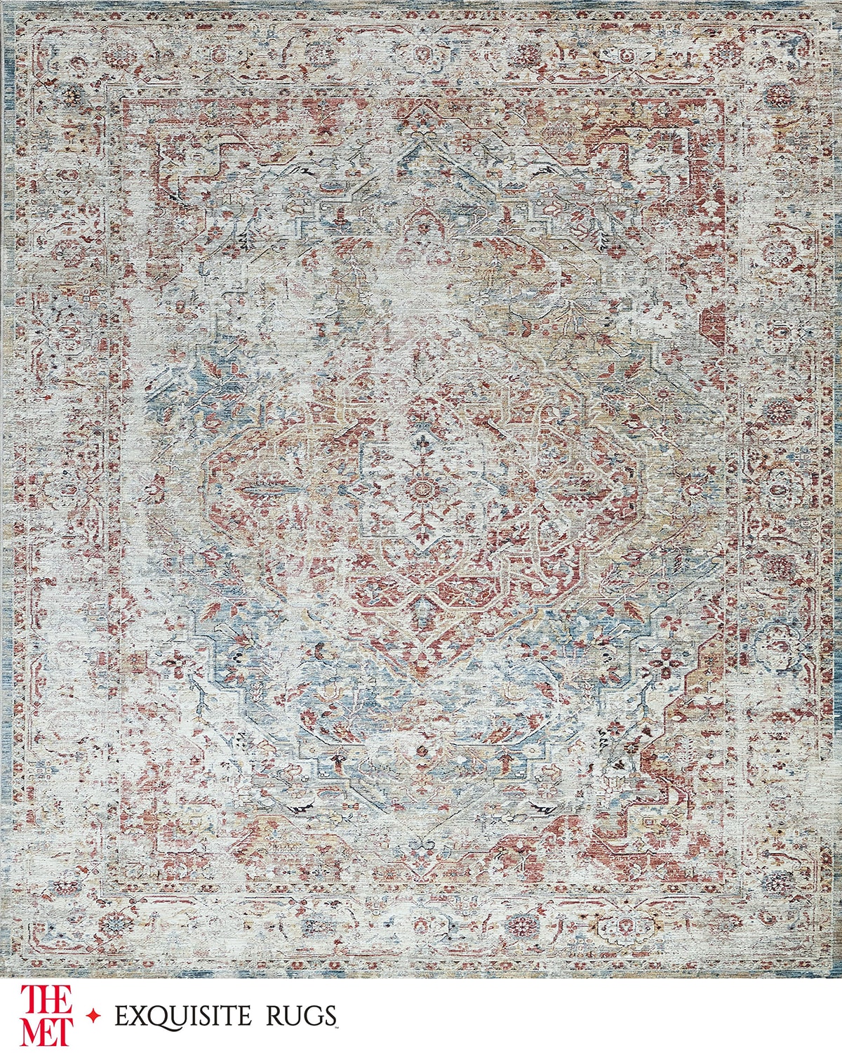 Exquisite Rugs X The Met Antique Loom Rust & Light Blue Rug, 12' X 15' In Rust/light Blue