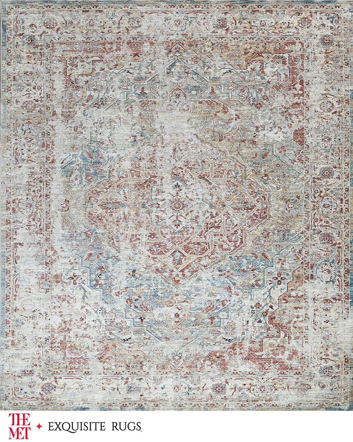 Exquisite Rugs X The Met Antique Loom Rust & Light Blue Rug, 12' X 15' In Pattern