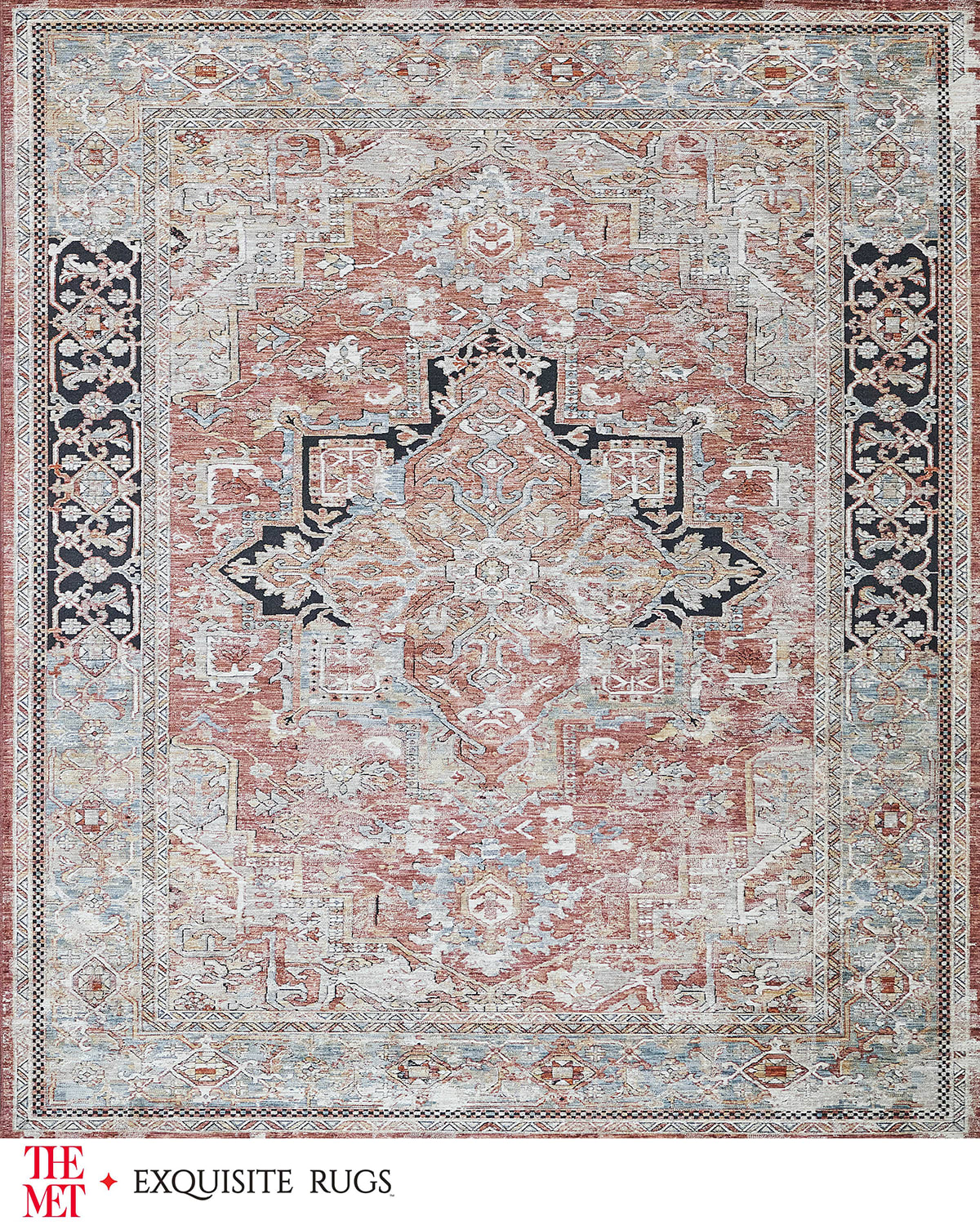Exquisite Rugs X The Met Antique Loom Rust & Black Rug, 12' X 15' In Rust/black