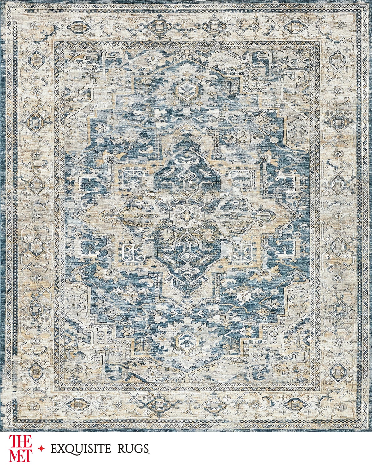 Exquisite Rugs X The Met Antique Loom Blue & Beige Rug, 12' X 15' In Blue/beige