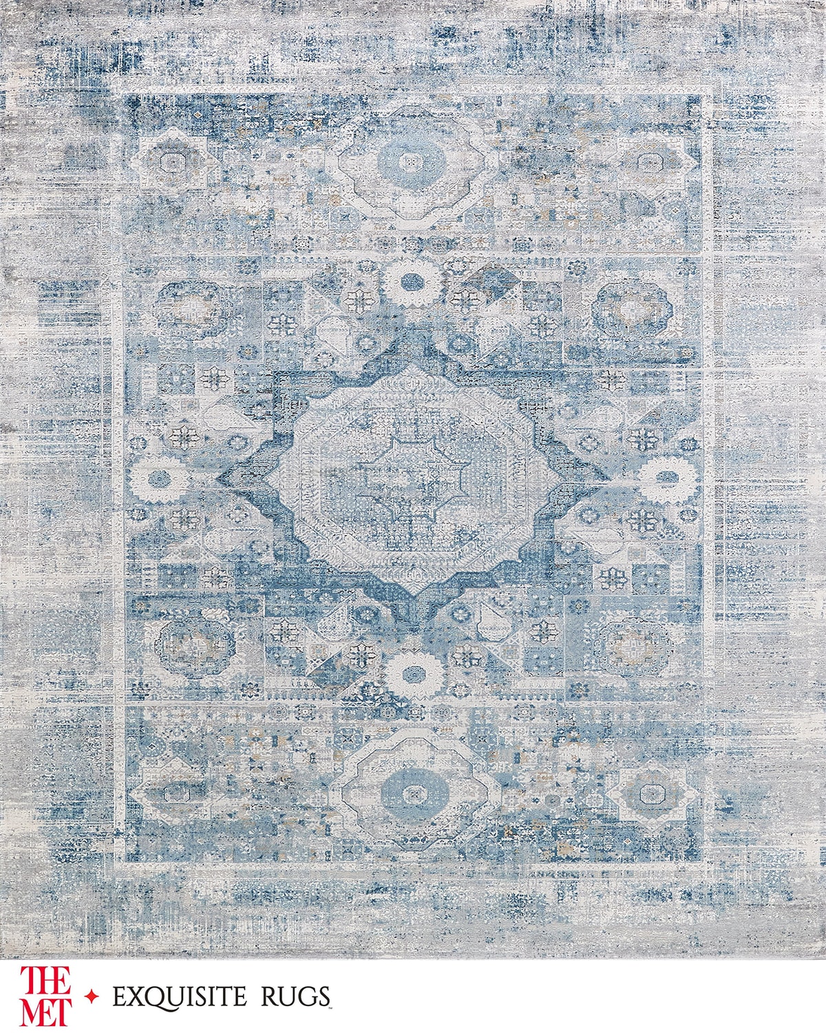 Exquisite Rugs X The Met Legacy Power Loomed Blue & Ivory Rug, 12' X 15' In Blue/ivory