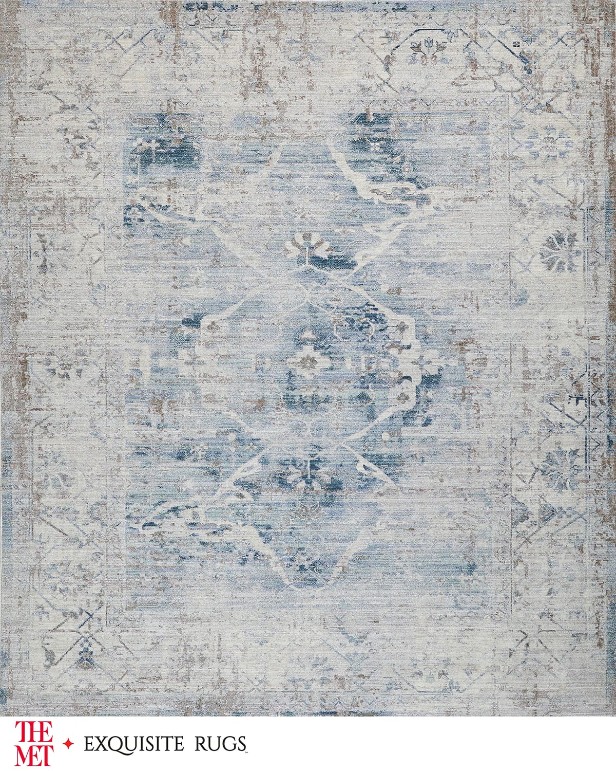 Exquisite Rugs X The Met Vintage Loom Light Blue & Beige Rug, 12' X 15' In Light Blue/beige