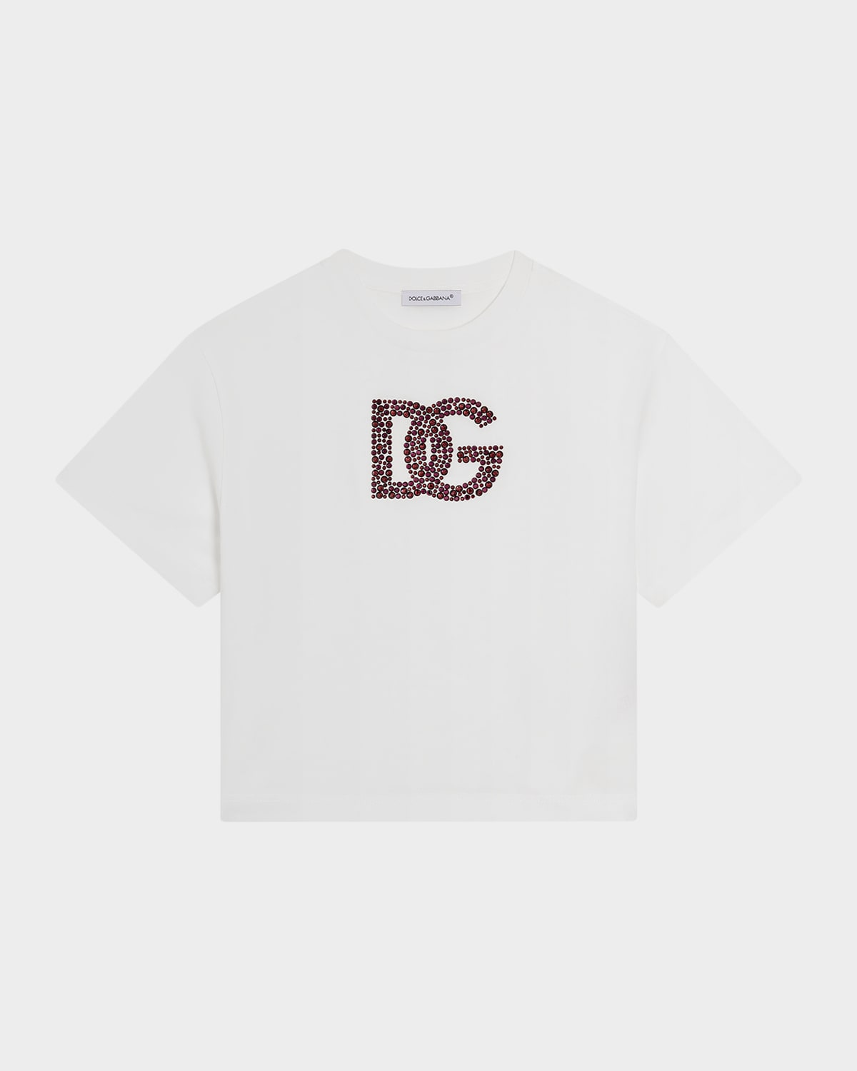 Dolce & Gabbana Girl's Embellished Interlocked Logo-print T-shirt
