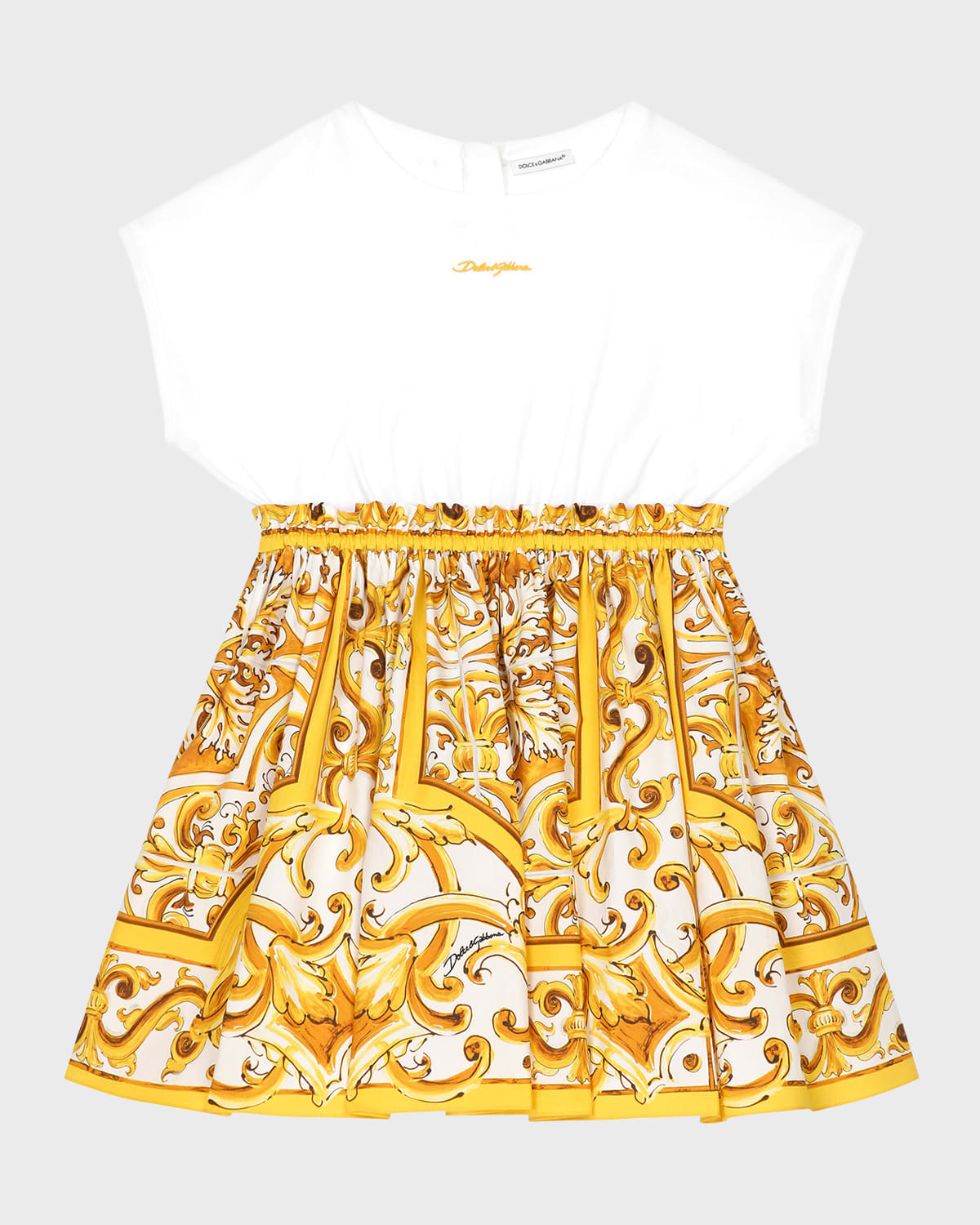 Dolce & Gabbana Print Short-sleeve Dress In White Print