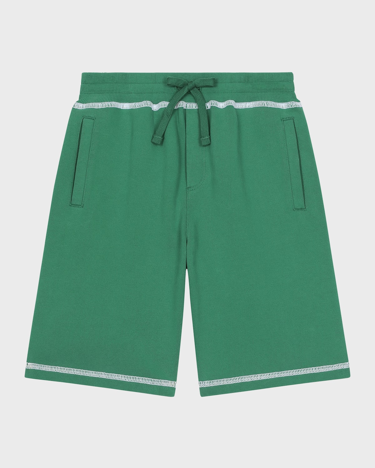 Dolce & Gabbana Boy's Logo Embroidered Jogger Shorts In Dark Green