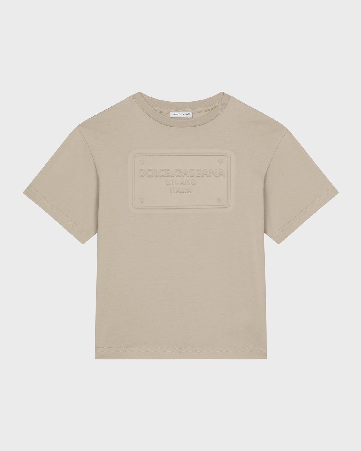 Shop Dolce & Gabbana Boy's Embossed Logo-print T-shirt In Beige