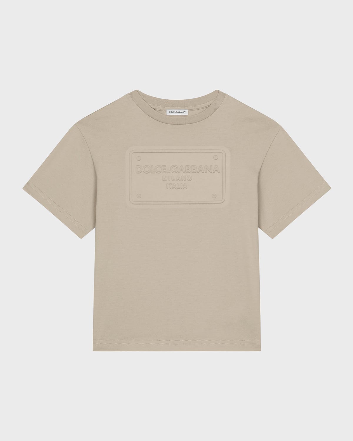 Dolce & Gabbana Boy's Embossed Logo-print T-shirt In Beige