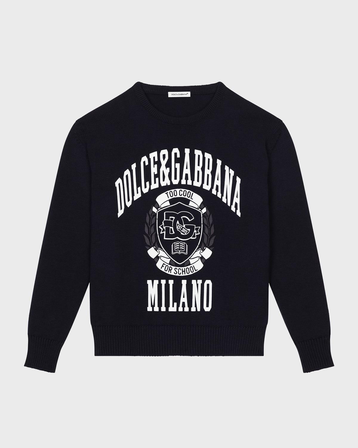 Dolce & Gabbana Printed Cotton Sweater In Dark Blue