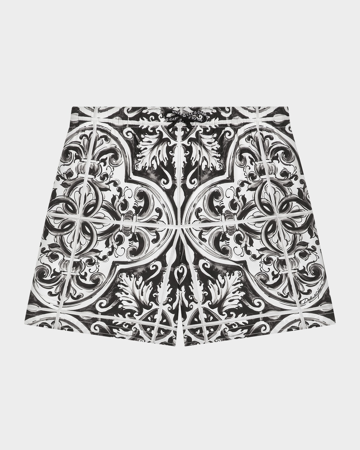 Dolce & Gabbana Boy's Majolica-print Swim Trunks