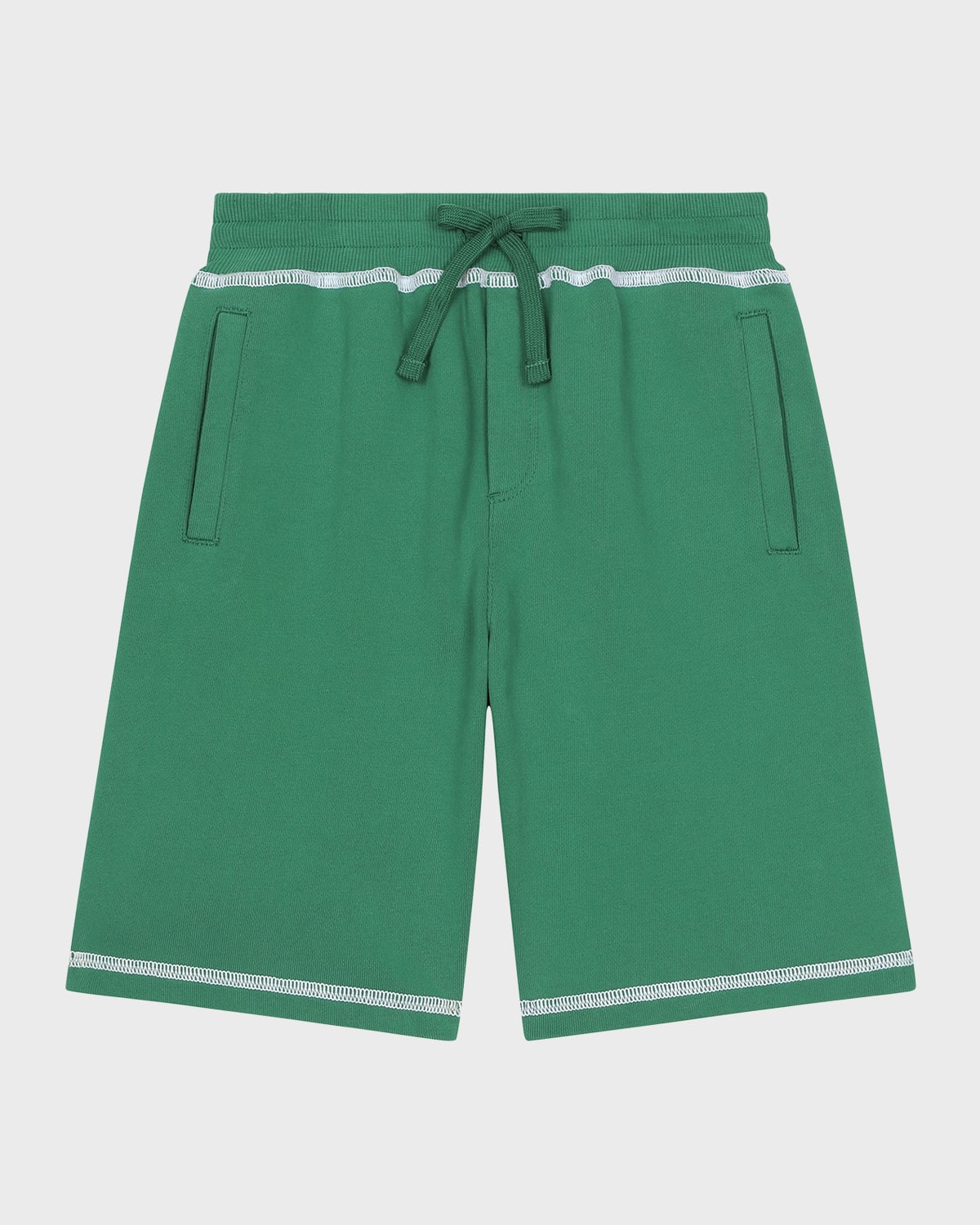 Dolce & Gabbana Boy's Logo Embroidered Jogger Shorts In Dark Green