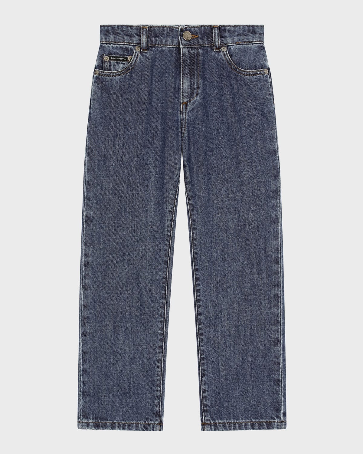 DOLCE & GABBANA BOY'S LOGO-PLAQUE JEANS 