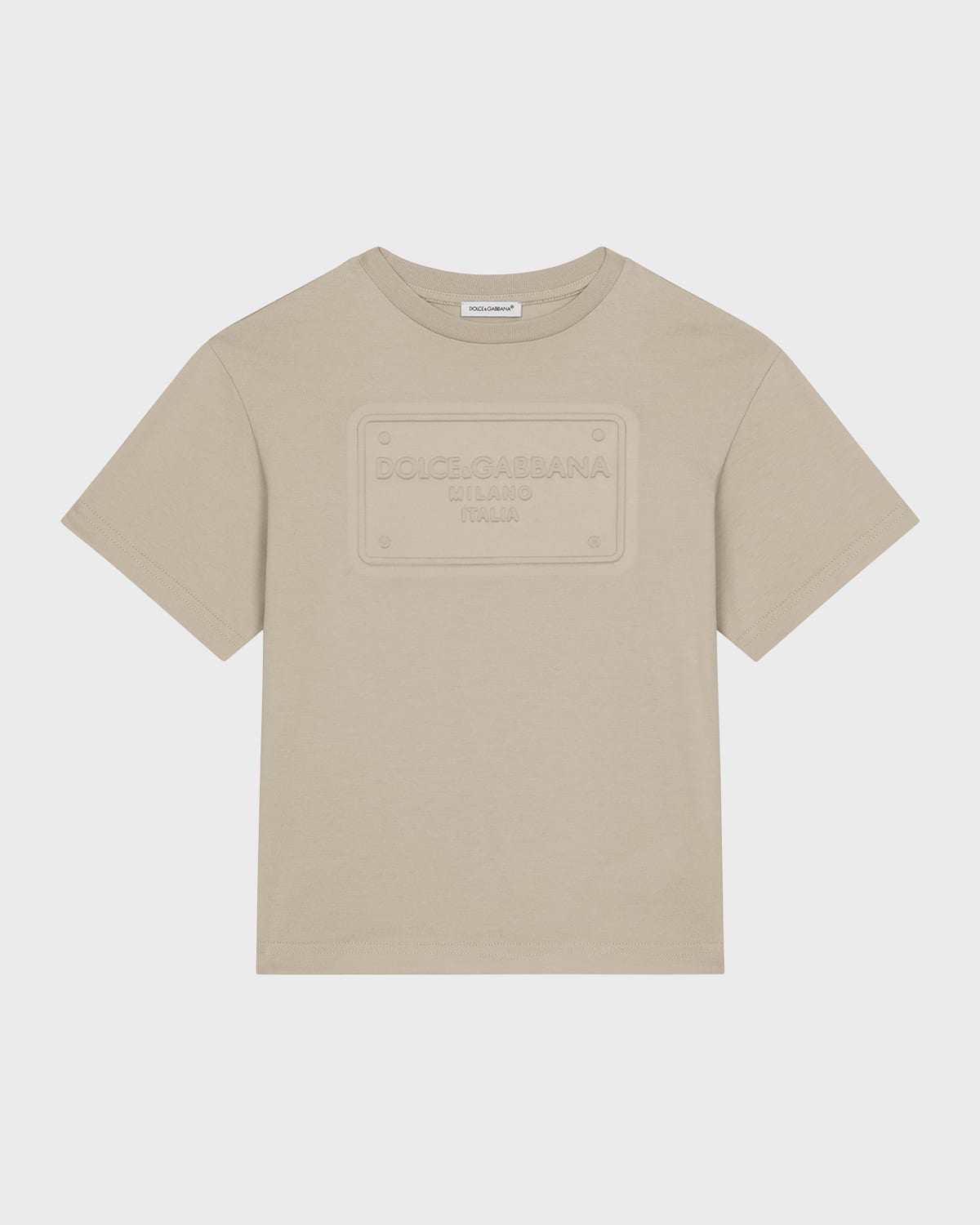 Dolce & Gabbana Boy's Embossed Logo-print T-shirt In Beige