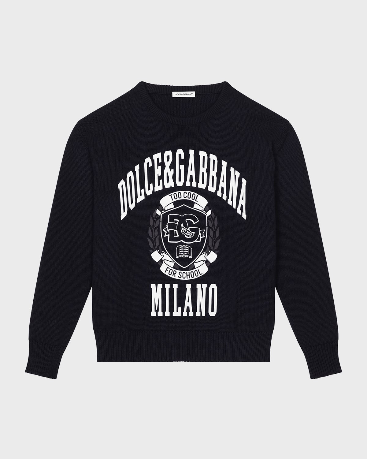 Dolce & Gabbana Printed Cotton Sweater In Dark Blue