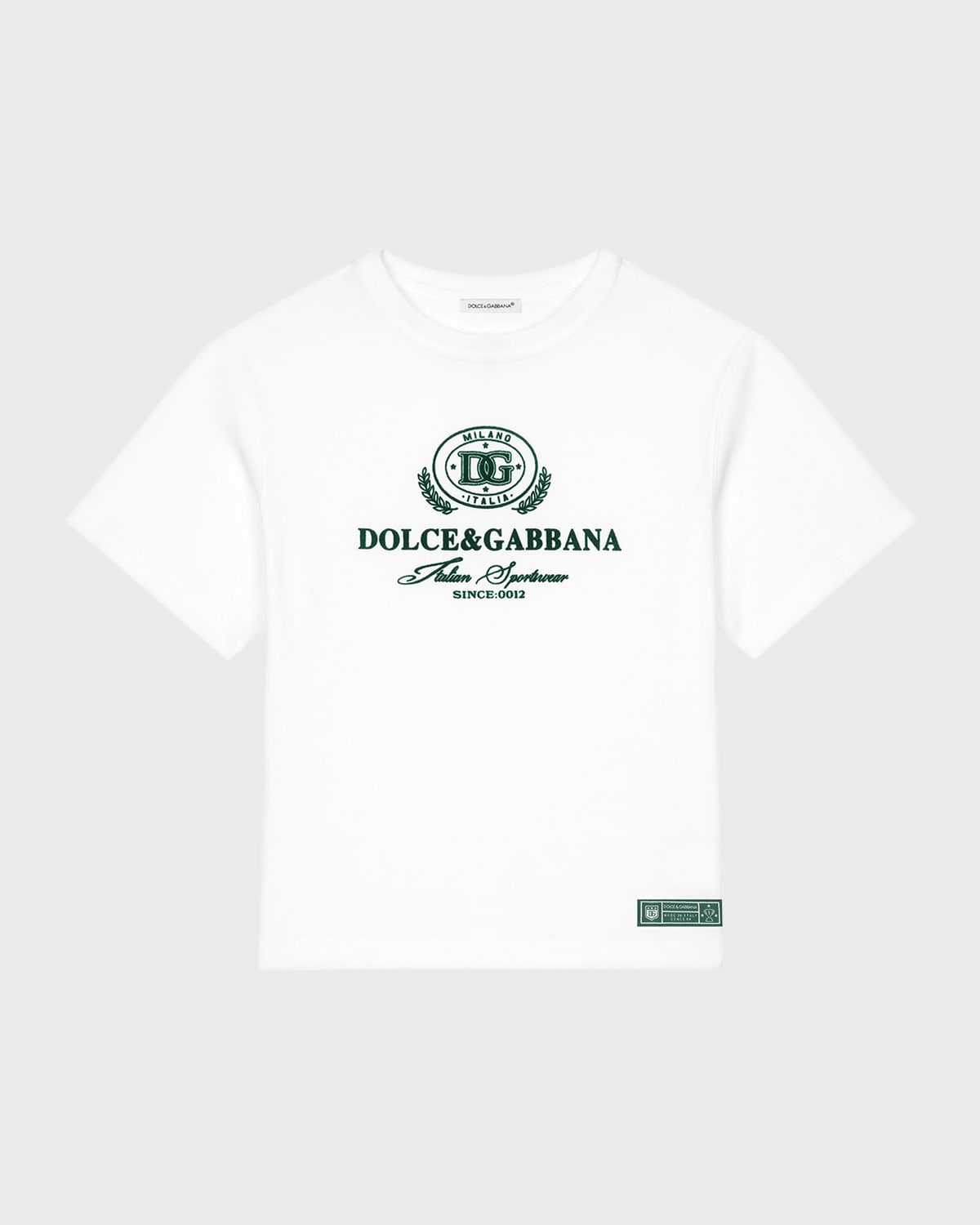 Shop Dolce & Gabbana Boy's Oval Logo-print T-shirt In Natural