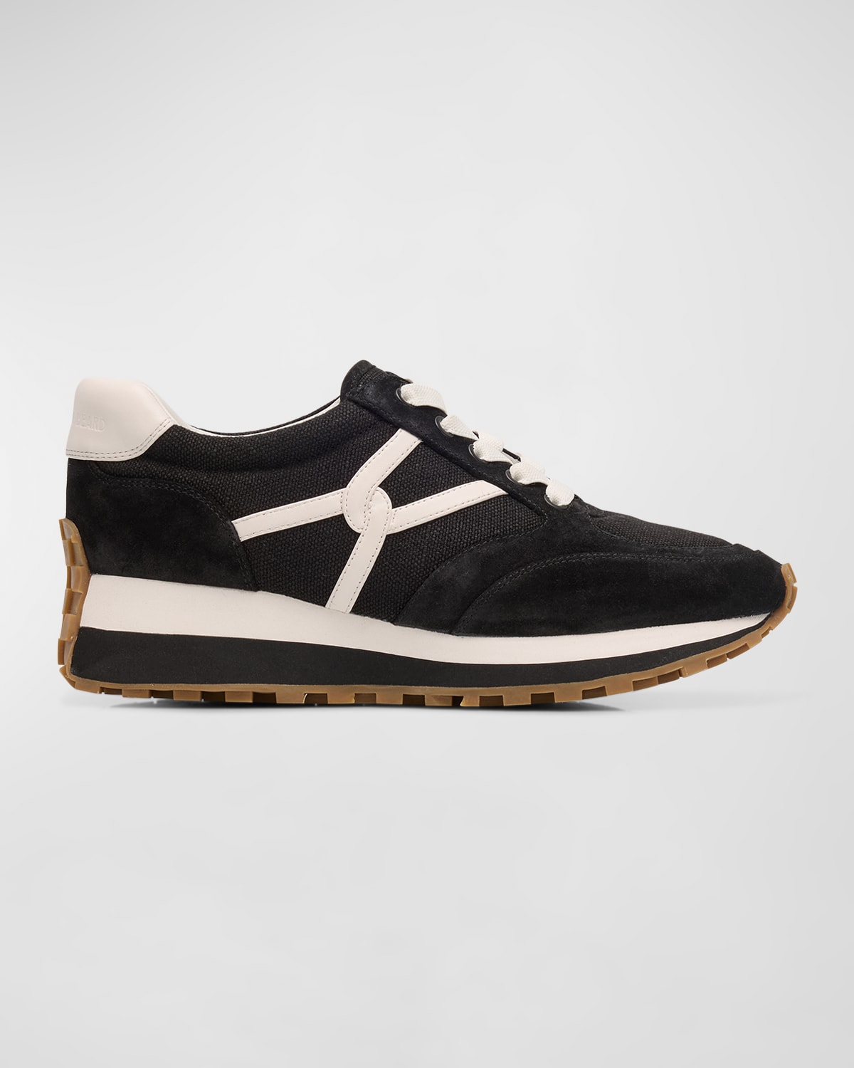 Shop Veronica Beard Valentina Mixed Leather Retro Sneakers In Black/white
