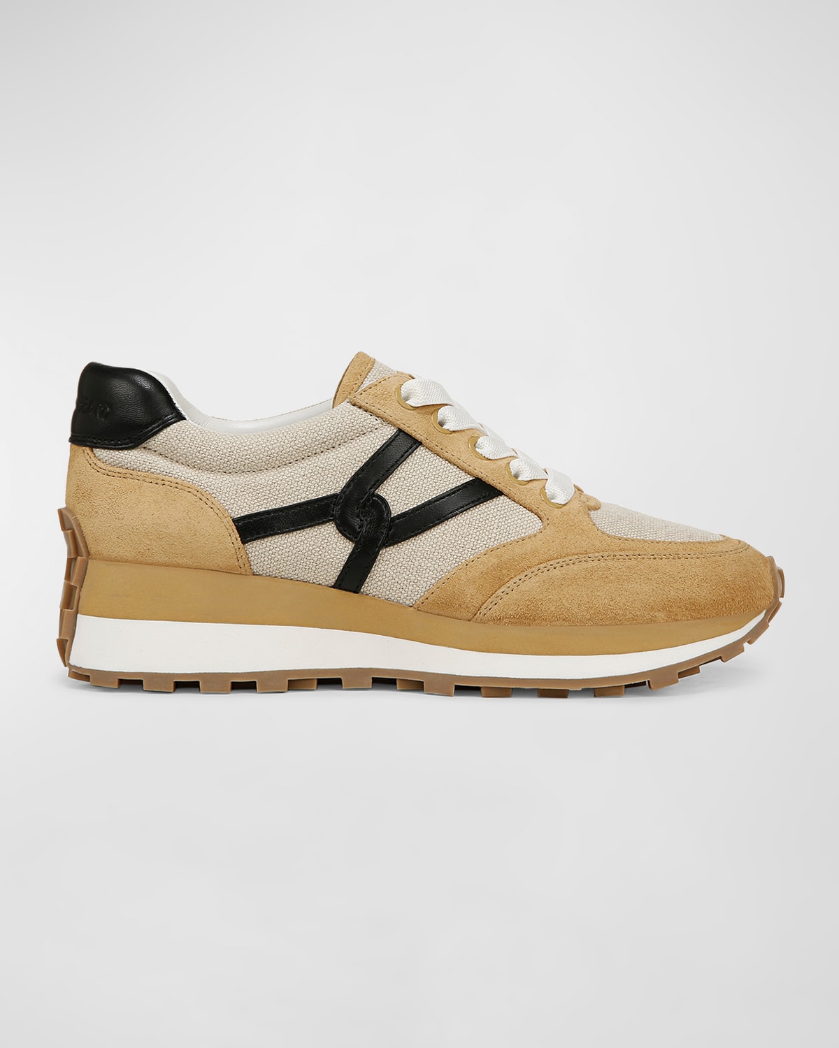 Shop Veronica Beard Valentina Mixed Leather Retro Sneakers In Ecrudesert