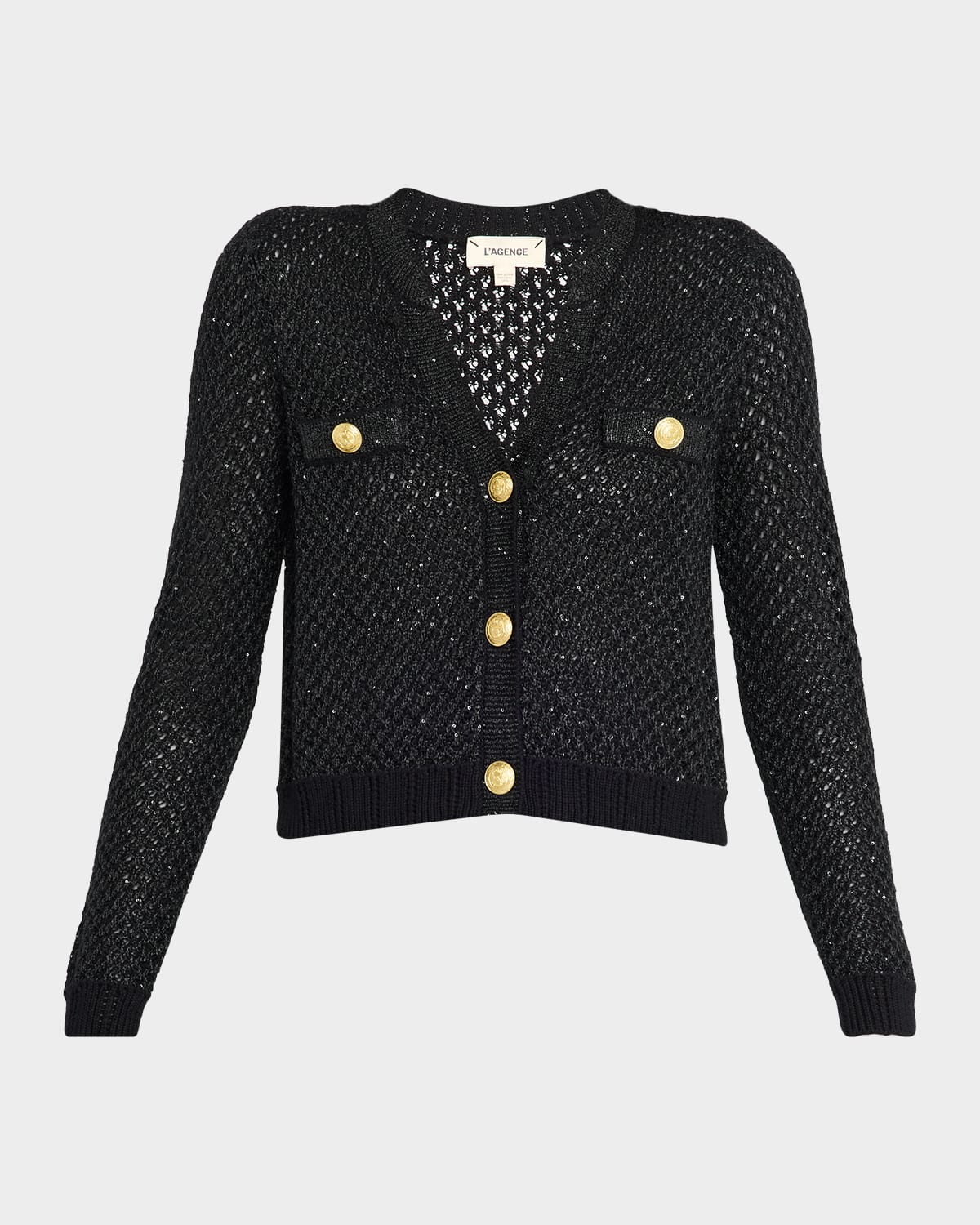 L'agence Blanca Sequined Cropped Cardigan In Animal Print