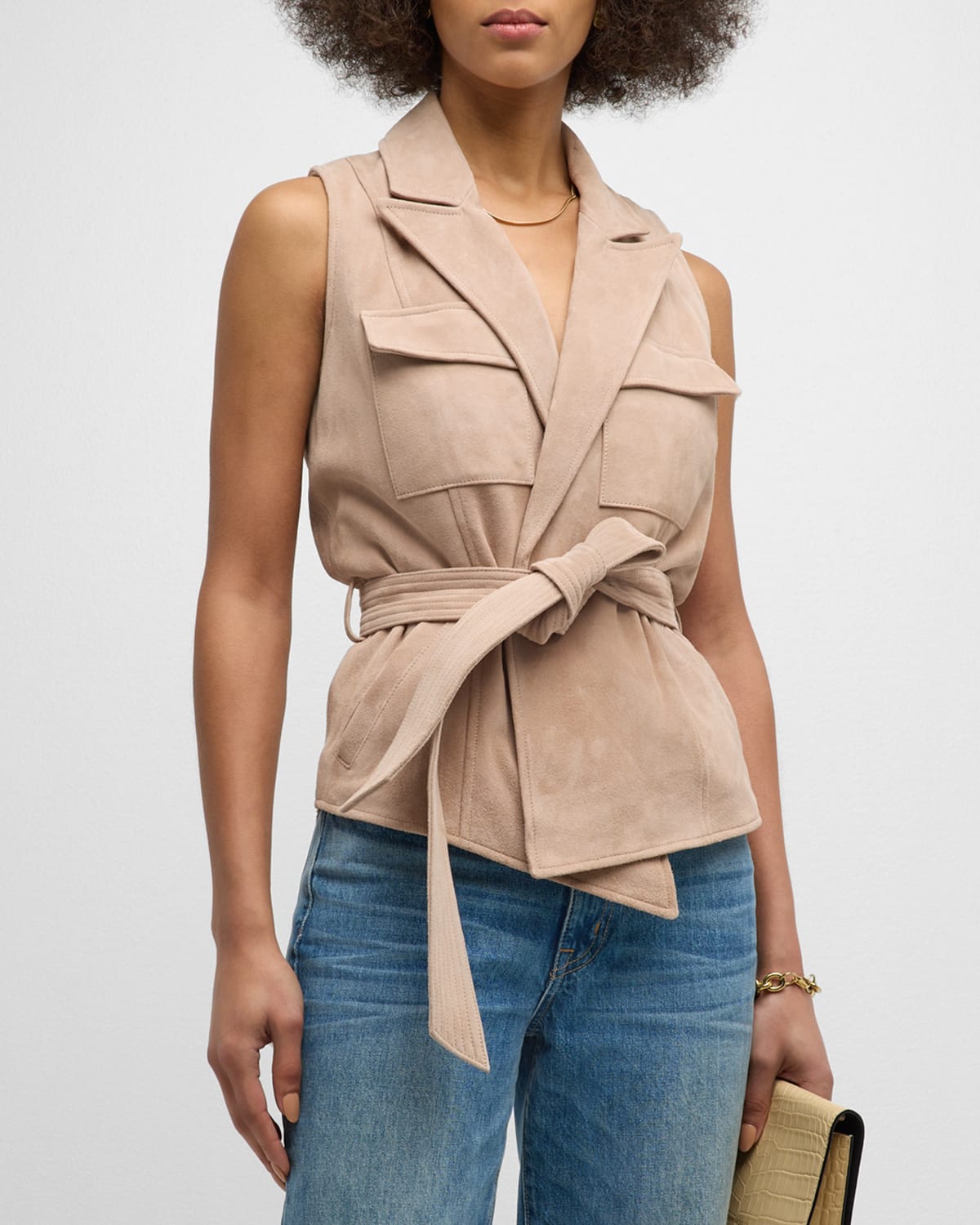 Shop L Agence Arbor Wrap Belted Vest In Cashew