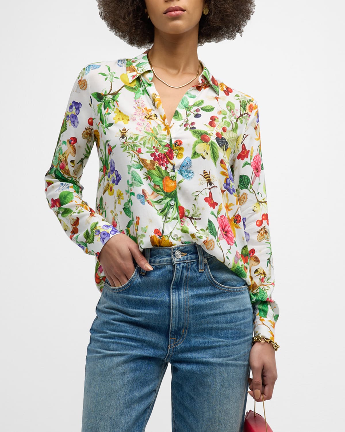 Holly Botanical Button-Front Blouse