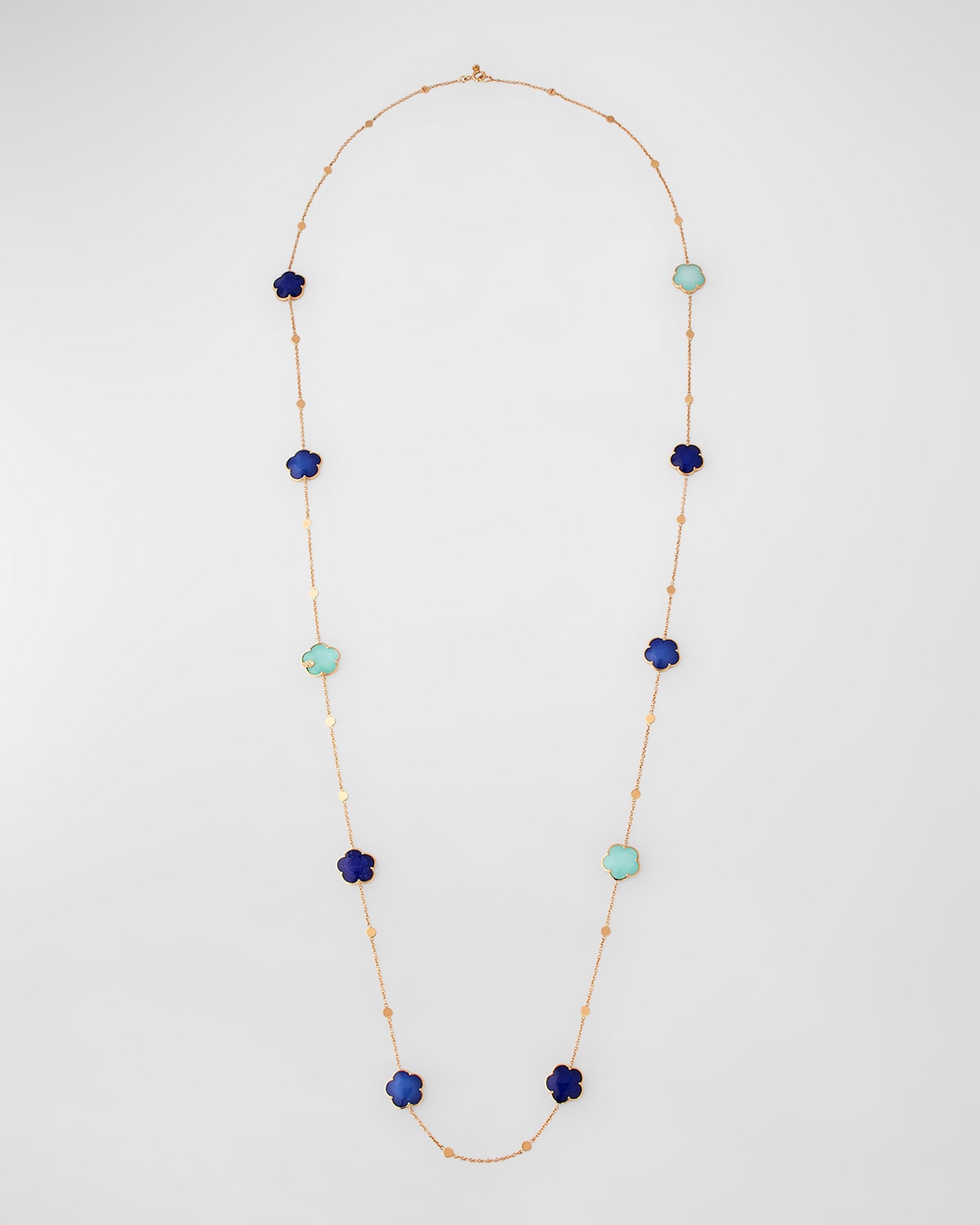 Pasquale Bruni Ton Joli 18K Rose Gold Turquoise and Lapis Lazuli Doublet Long Necklace, 40"L