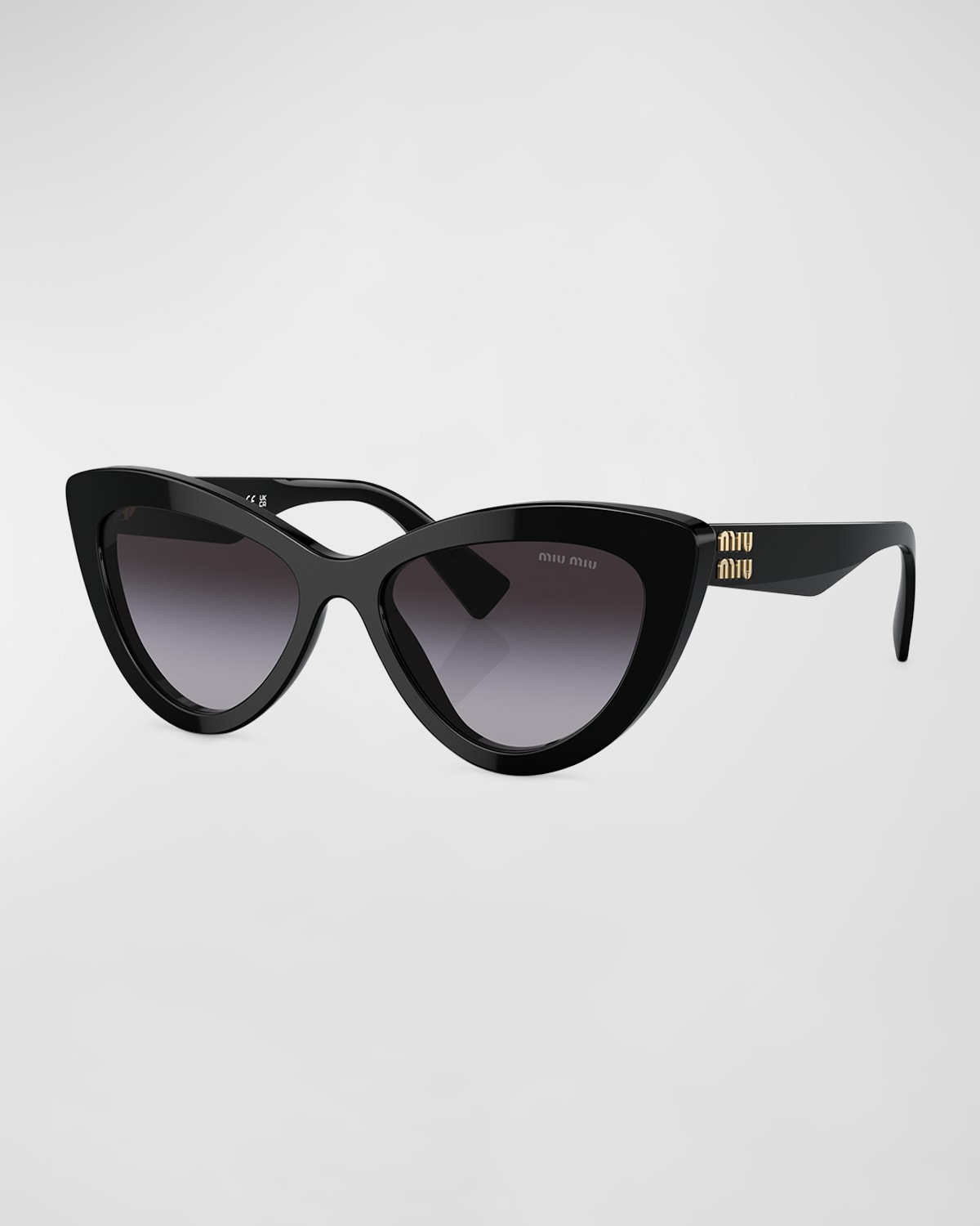 Miu Miu Vertical Logo Acetate & Plastic Cat-eye Sunglasses In Black