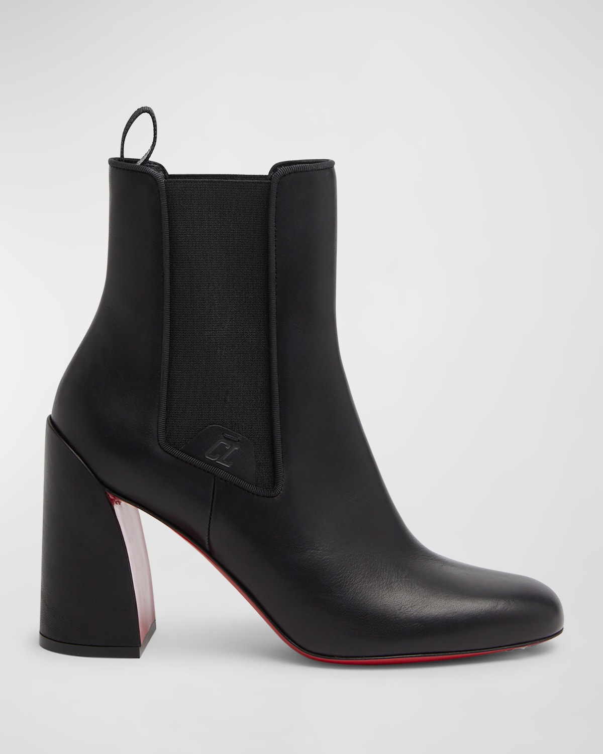 CHRISTIAN LOUBOUTIN TURELASTIC LEATHER RED SOLE ANKLE BOOTIES 
