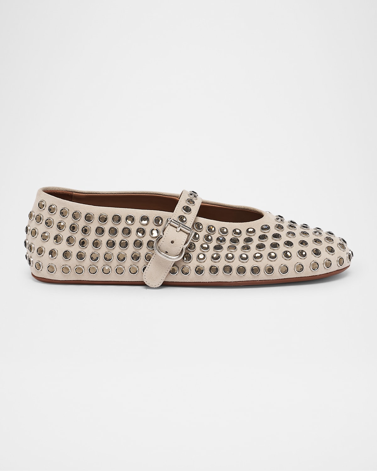ALAÏA CRYSTAL STUD MARY JANE BALLERINA FLATS 