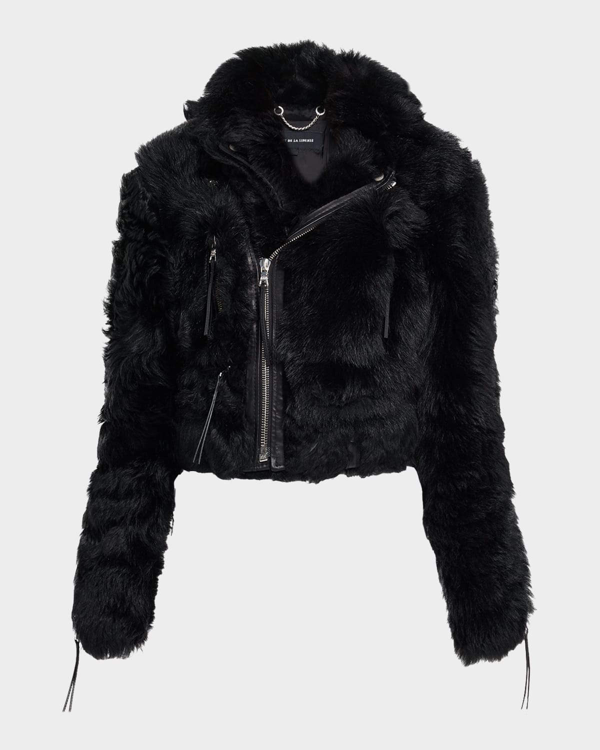 Cout De La Liberte Cindy Faux Fur Moto Jacket In Black