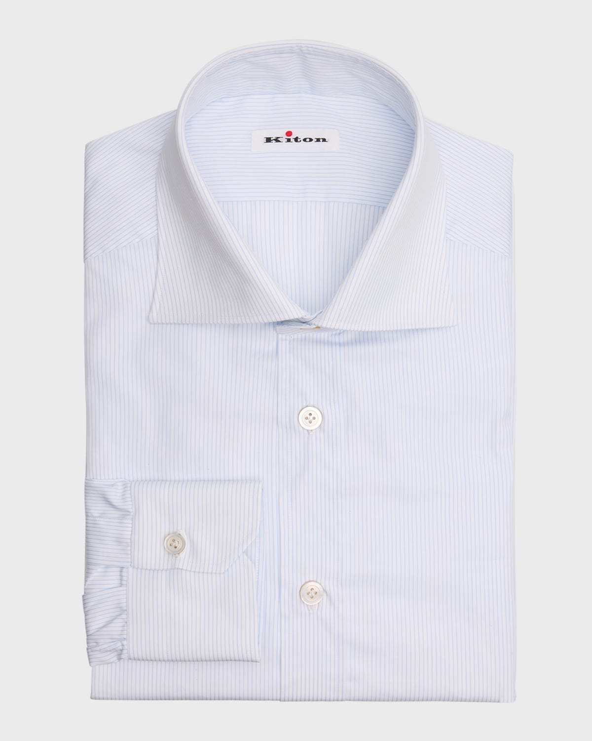 KITON MEN'S COTTON MICRO-STRIPE DRESS SHIRT 