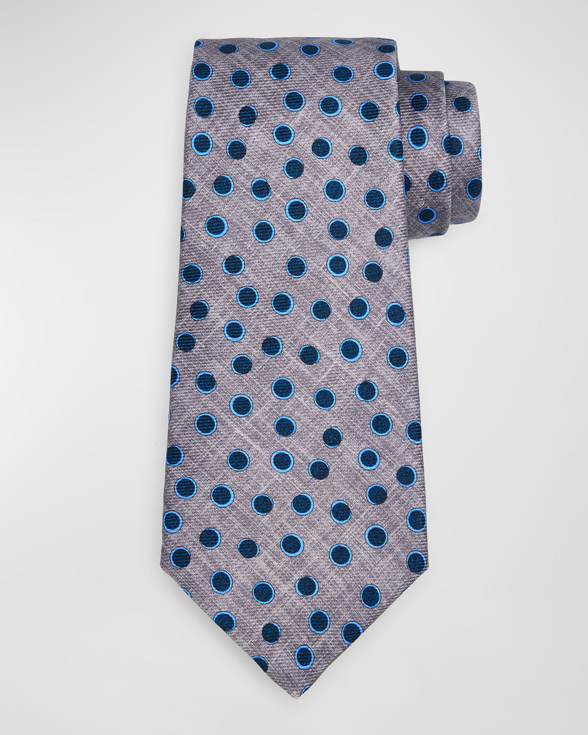 Kiton Men's Dot-print Tie In Gray