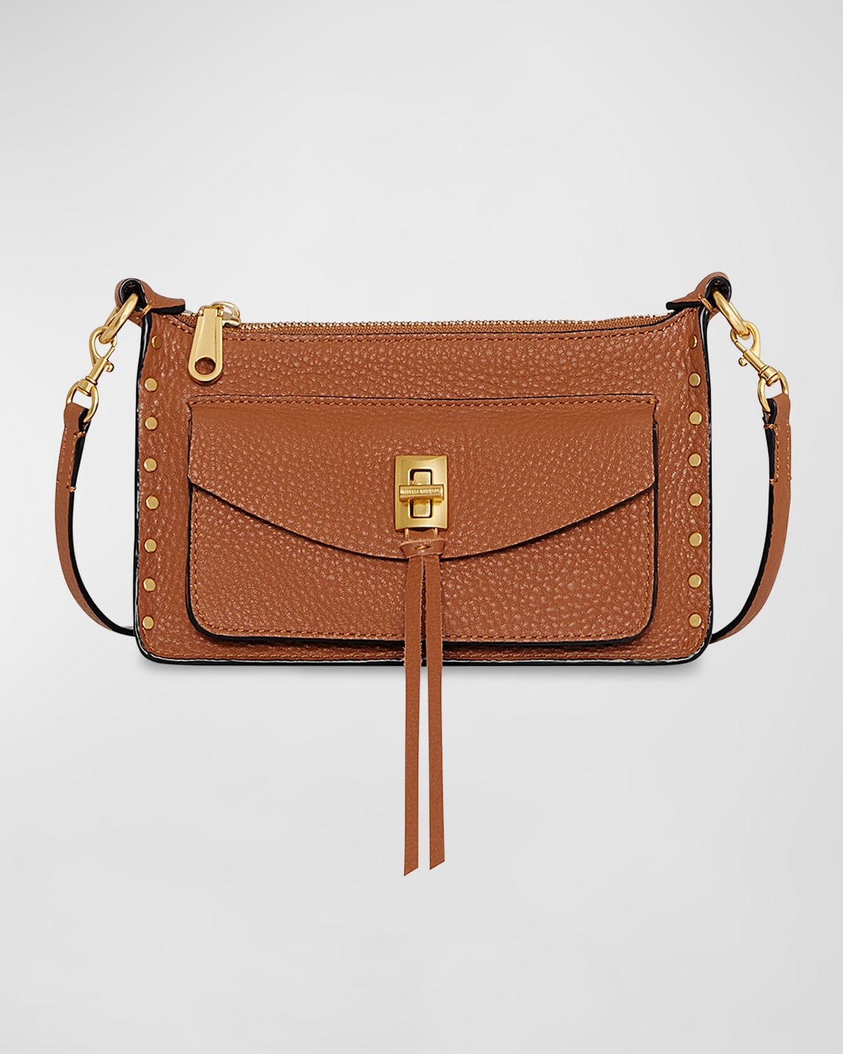 Rebecca Minkoff Darren Mini Zip Leather Crossbody Bag In Caramello
