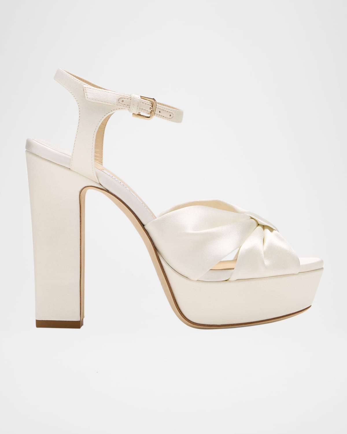 Jimmy Choo Heloise Cotton Ankle-strap Platform Sandals In White