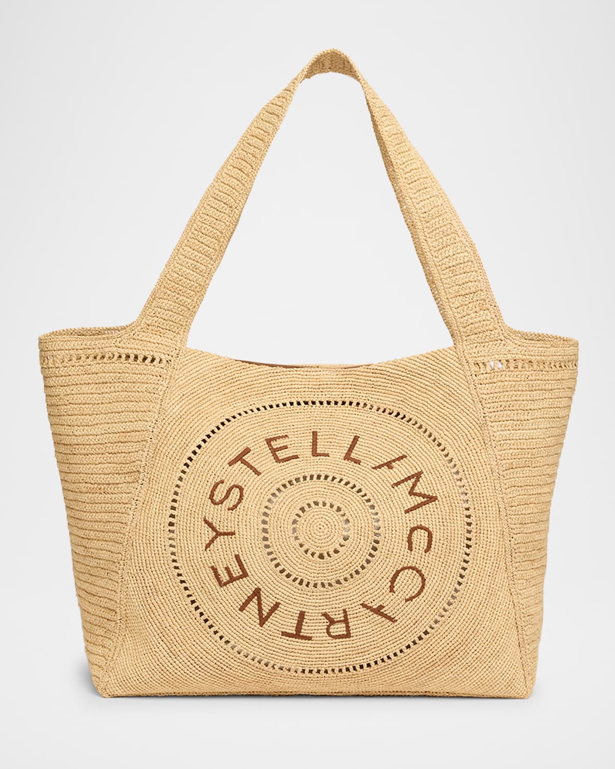 Stella Mccartney Logo Crochet Raffia Tote Bag