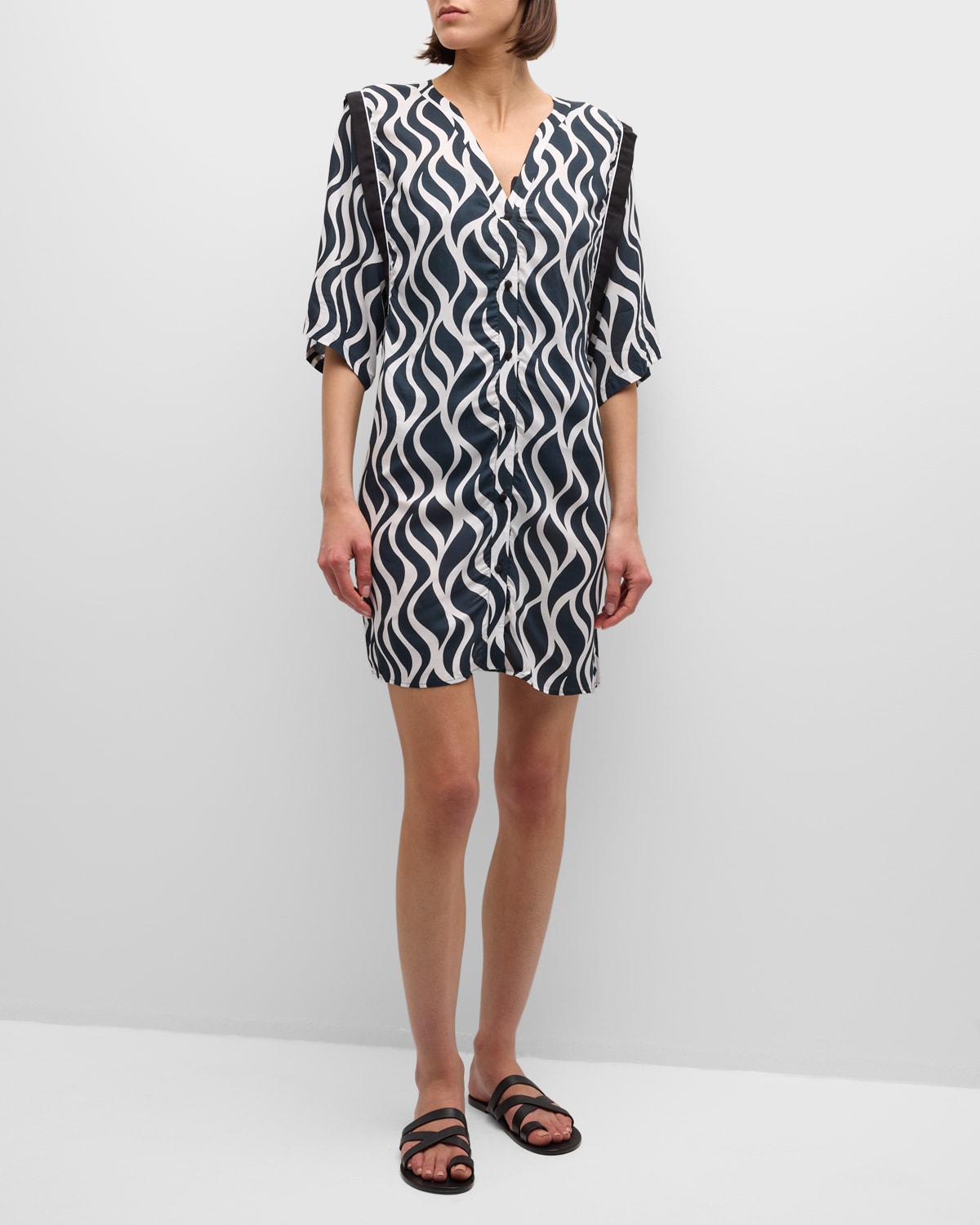 Shop Lise Charmel Two-tone Wave Beach Shirt Coverup In Ob/ondes Bicolores