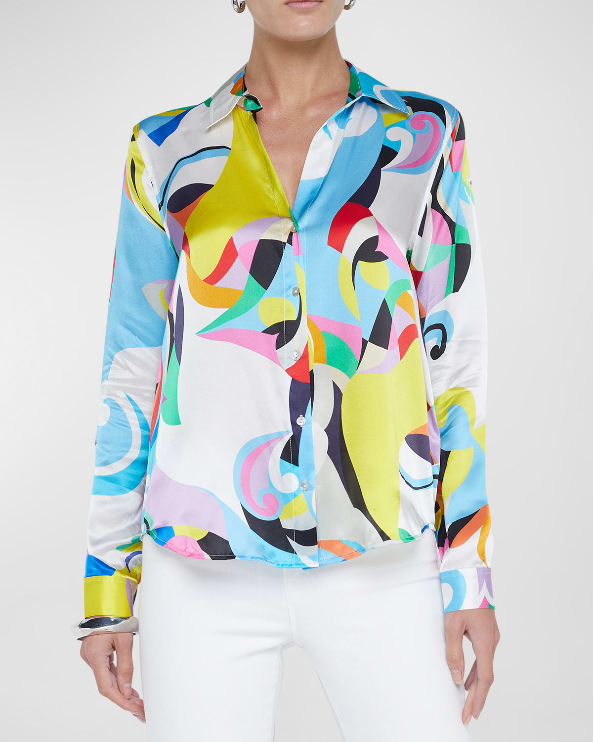 Shop L Agence Tyler Kaleidoscope-print Silk Blouse In Small Multi Kaleidoscope