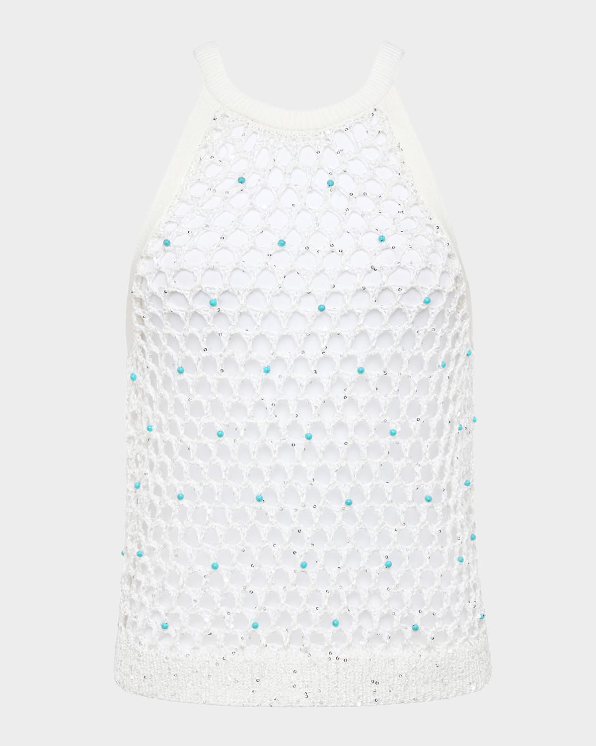 L Agence Parmida Embellished Openwork Knit Tank Top In Multi