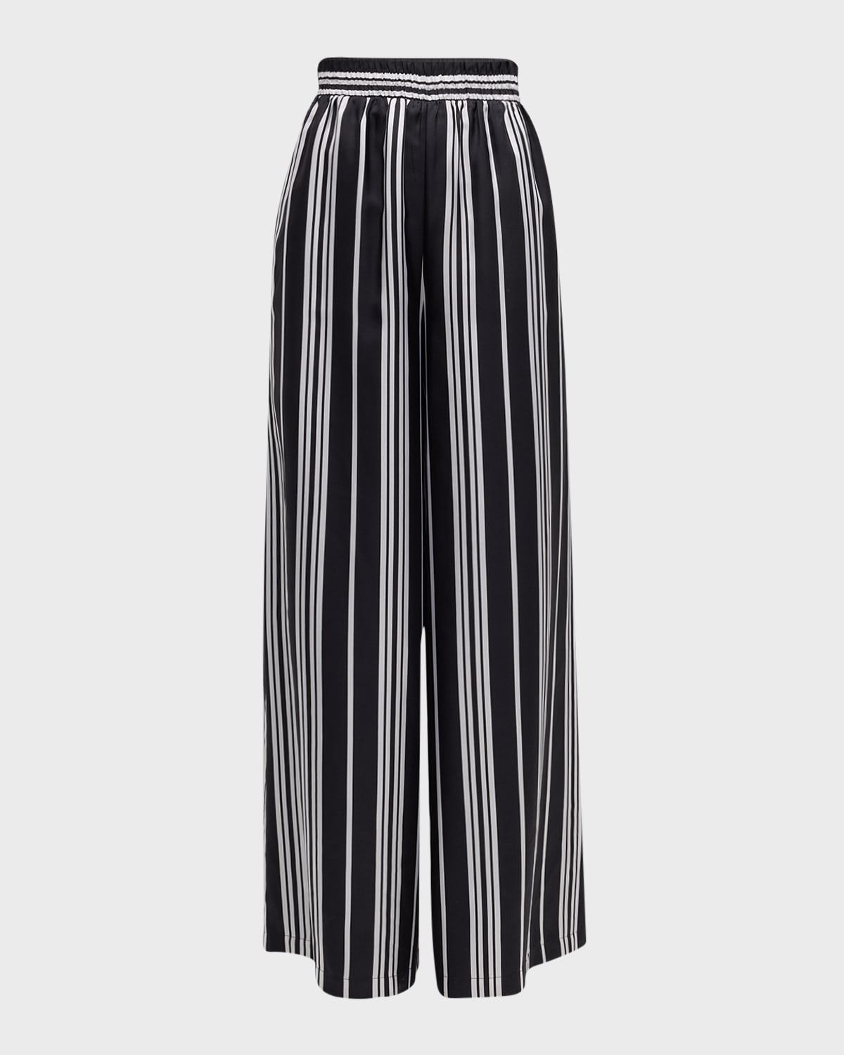 Shop L Agence Lillian Striped Wide-leg Pants In Blk/white Scarf Stripe