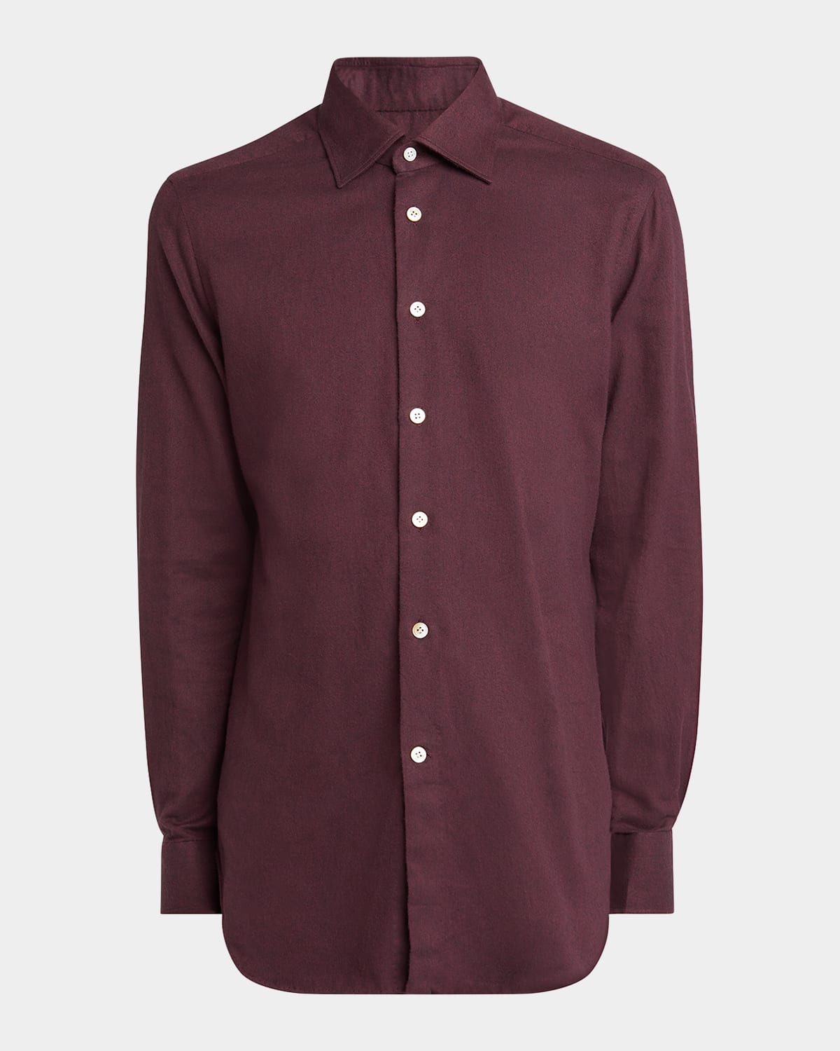 KITON MEN'S BURG SOLID FLANNEL SHIRT 
