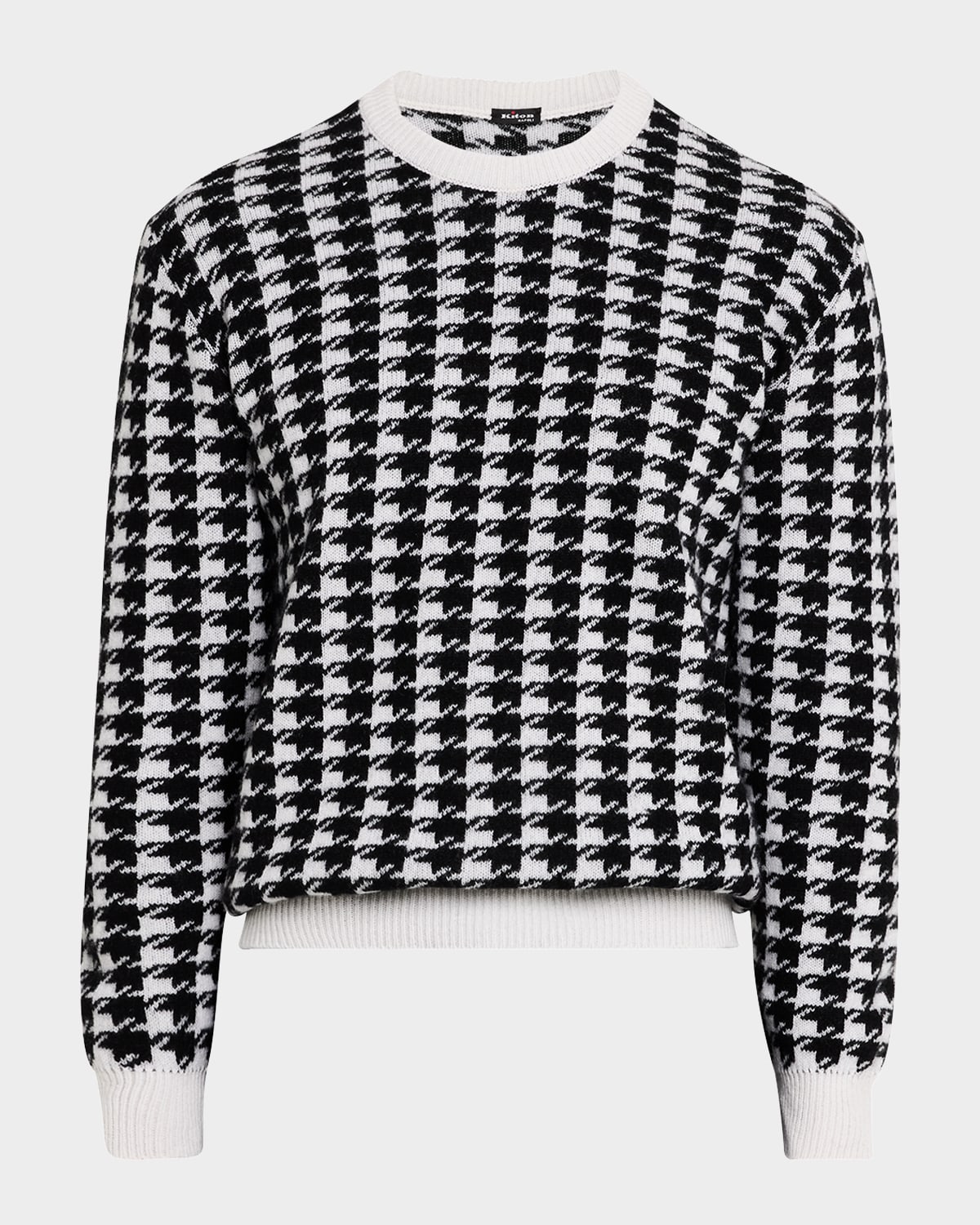 KITON MEN'S WOOL HOUNDSTOOTH CREWNECK SWEATER 