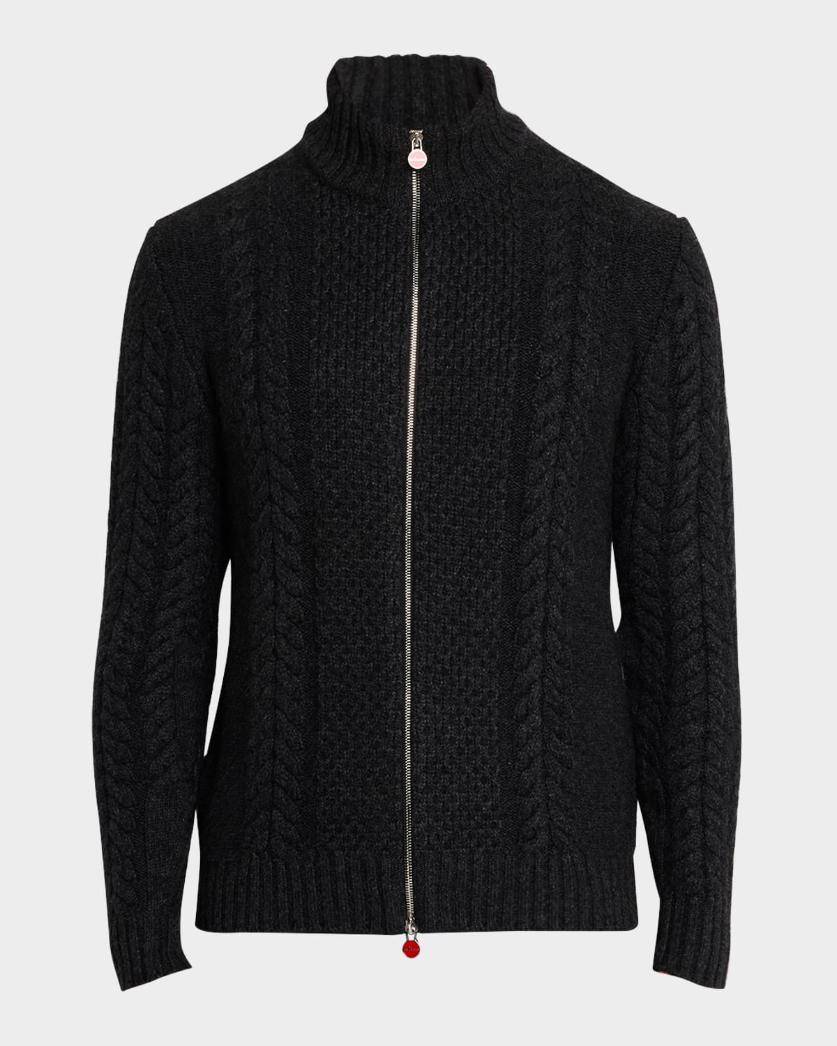 Men's Cashmere Cable Knit Full-Zip Sweater