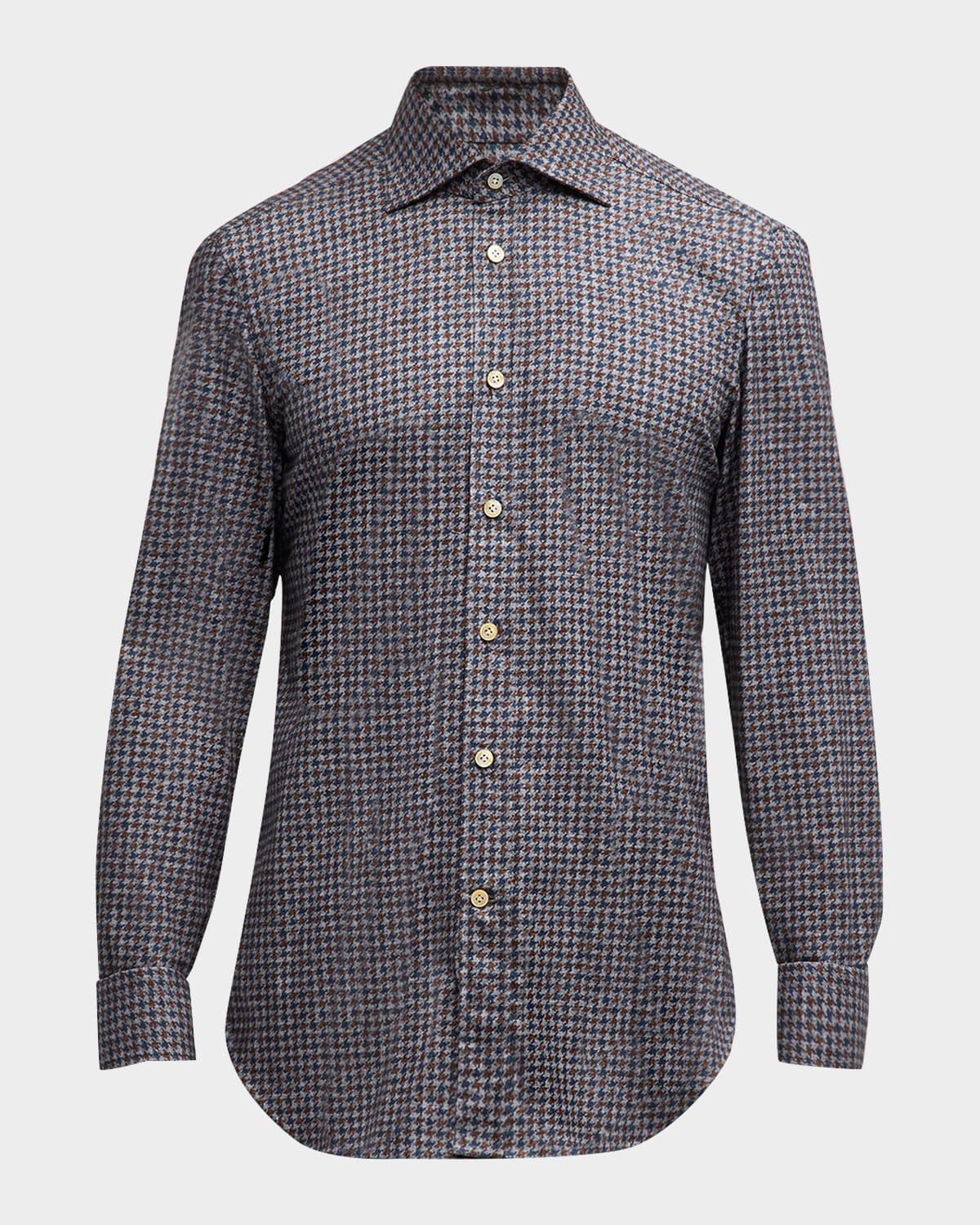 KITON MEN'S COTTON HOUNDSTOOTH-PRINT SPORT SHIRT 