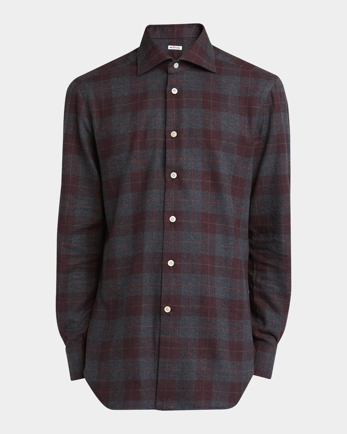 KITON MEN'S FLANNEL PLAID CASUAL BUTTON-DOWN SHIRT 