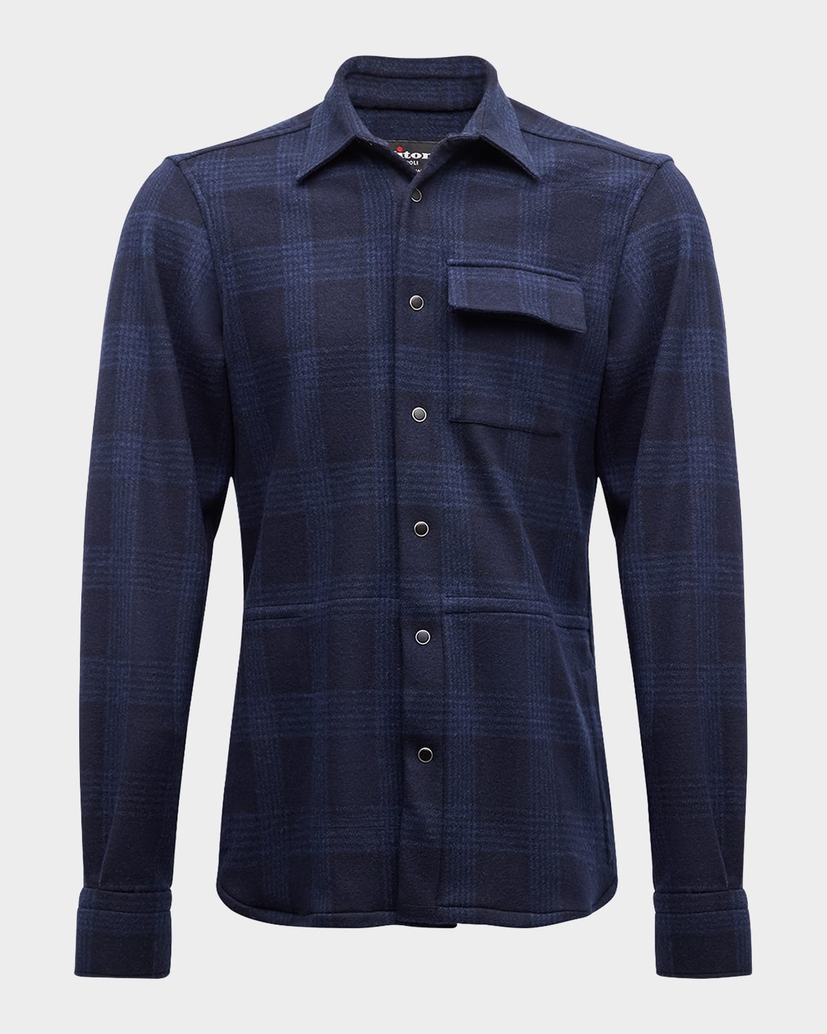 KITON MEN'S WOOL PLAID OVERSHIRT 