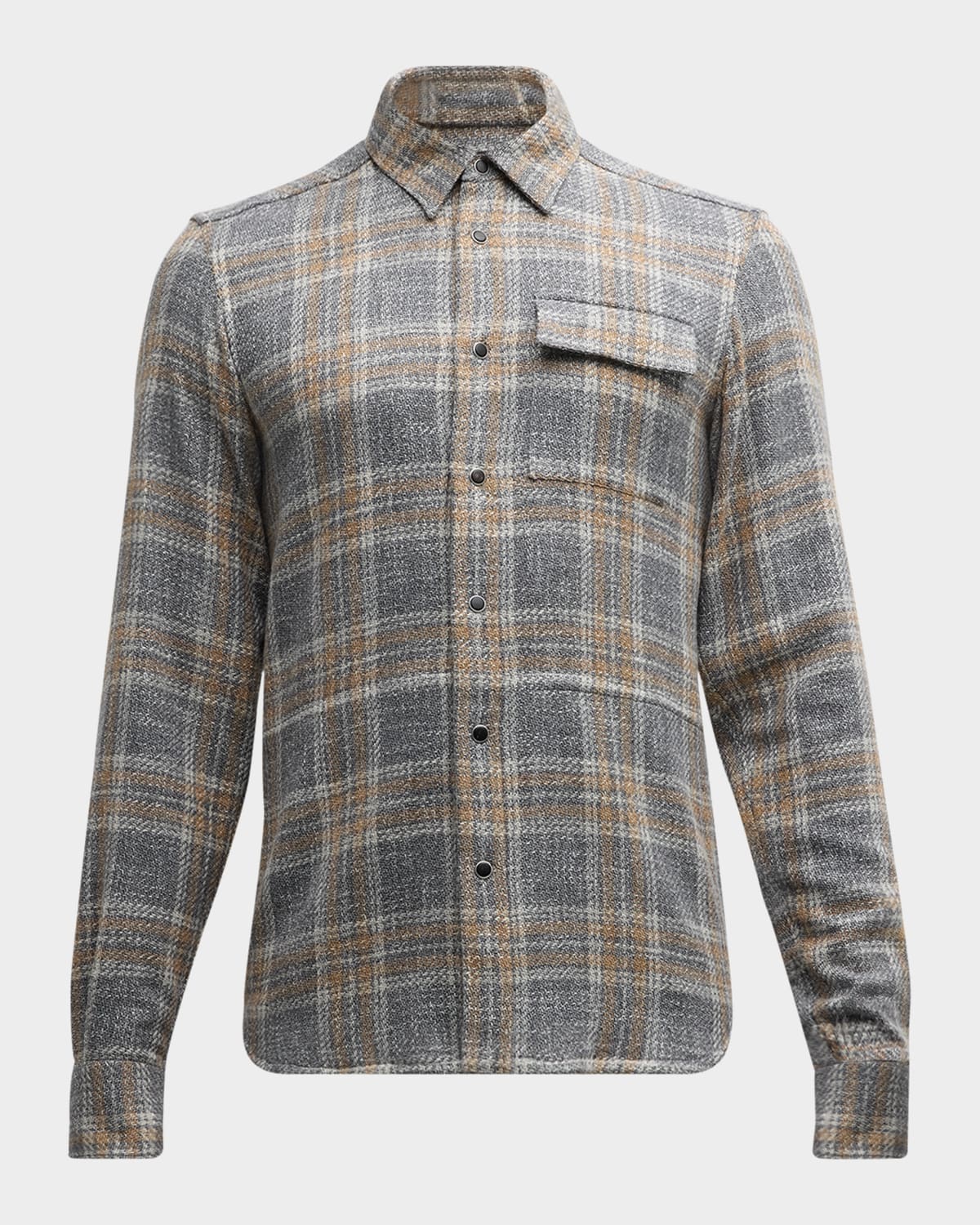 KITON MEN'S PLAID CASUAL BUTTON-DOWN SHIRT 
