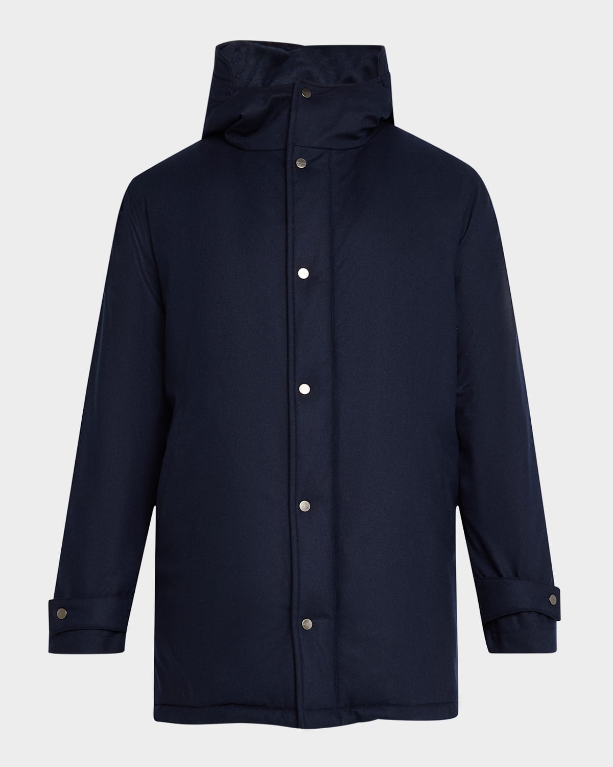 Men's Cashmere and Nylon Hooded Parka Coat