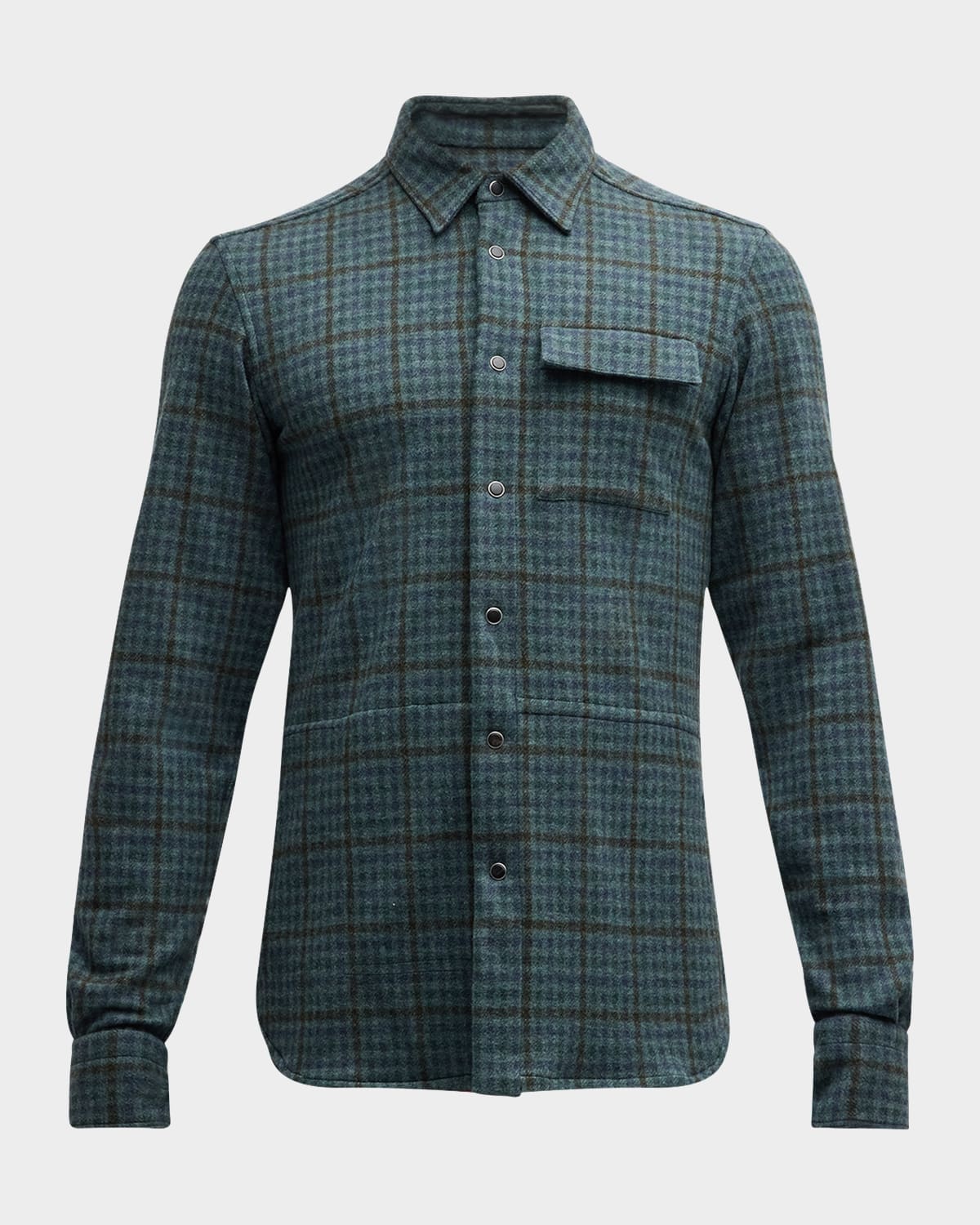 KITON MEN'S CHECK CASUAL BUTTON-DOWN SHIRT 